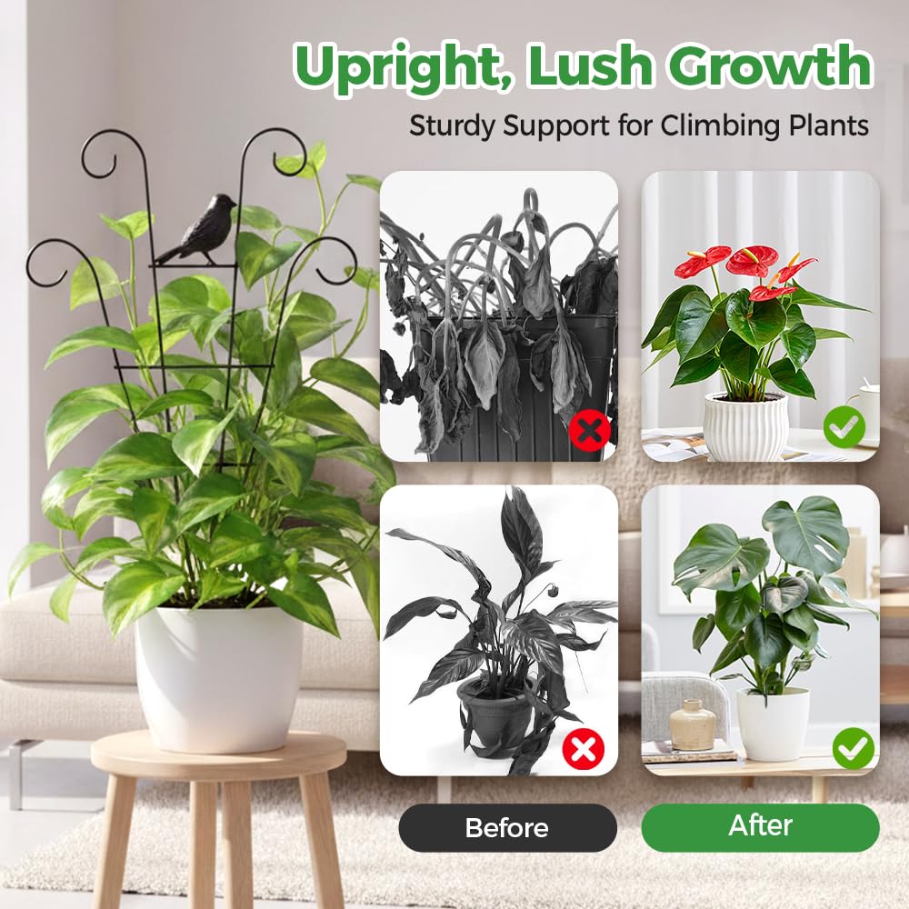 4 Pack Trellis for Potted Plants, 2026 New Stackable Metal Garden Trellis for Potted Plants Pothos Plant Climber Support for Indoor & Outdoor Houseplants (Butterfly+Bird)