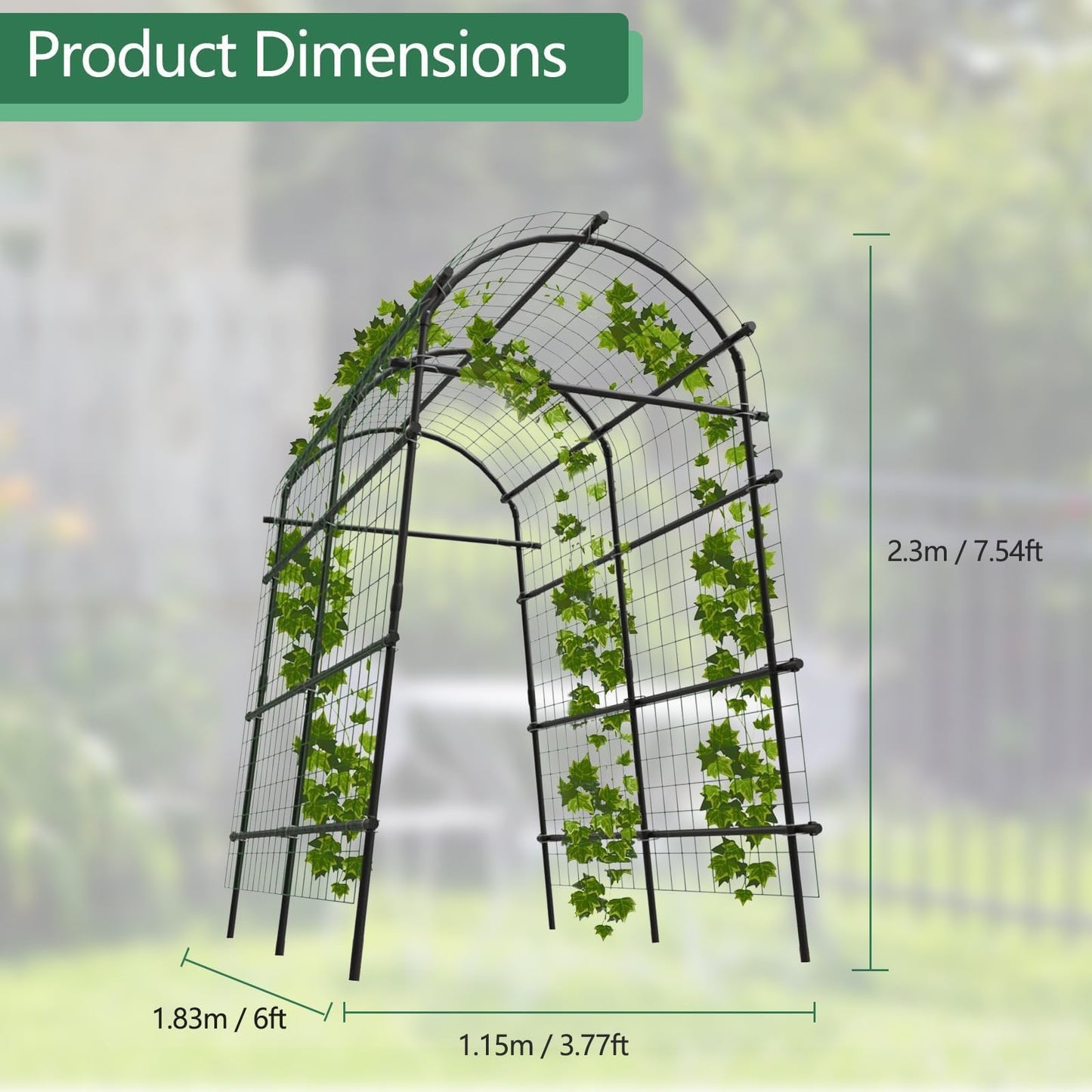 7.5FT Extra Tall Garden Arch Trellis, Polyethylene-Coated Stainless Steel Outdoor Plant Support for Climbing Flowers, Vegetables, Cucumbers, Vines | Heavy-Duty Pergola Arbor for Wedding, Party, Garden