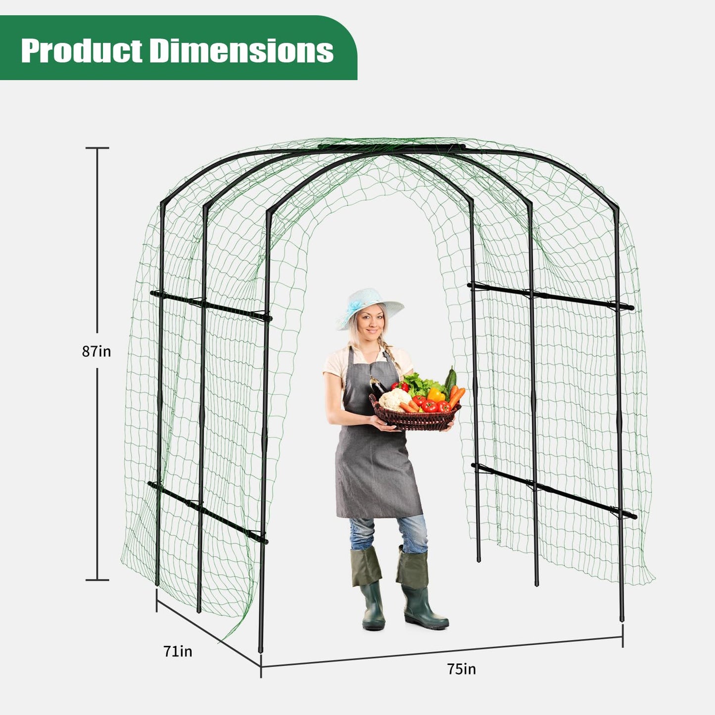 SUNYRISY Garden Arch Trellis for Climbing Plants Outdoor, 87in Tall Plant Support Trellis for Yard Raised Bed Planting Vine Cucumber Flowers Fruit Vegetables