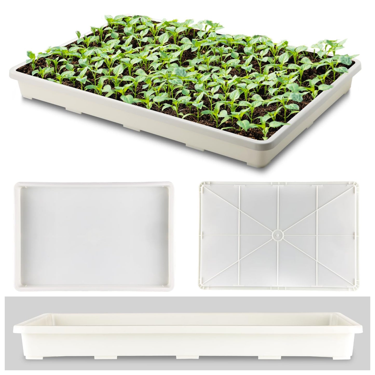 RooTrimmer 5 Pack Nursery Pot Tray, Carrying and Holding Plant Tray for Pot 24 Cell Carrying Holder Drainage Watering Plant Tray (White)