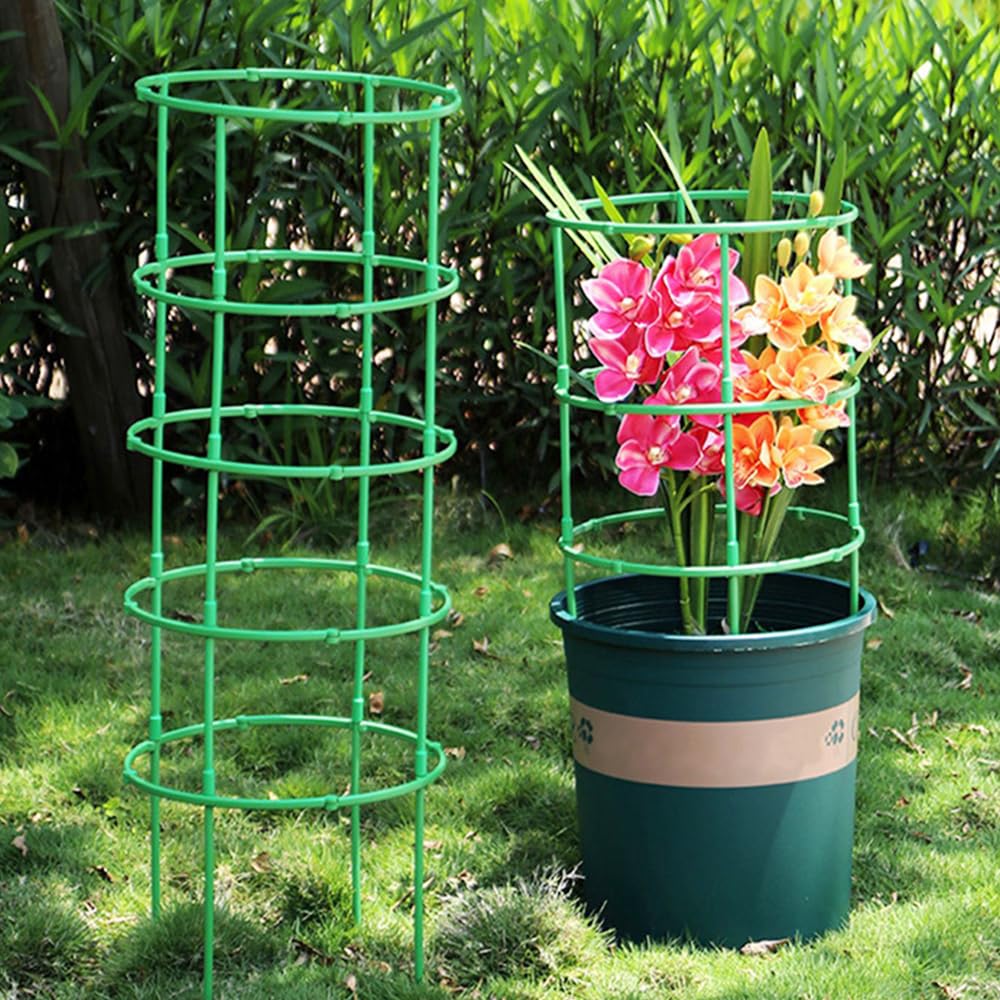 Plant Support Stakes for Indoor & Outdoor Plants, Small Half-Round Plant Stem Supports, Stackable Plastic Trellis Cages for Flower Pots, Peony, Hydrangea, Monstera, Tomato, Leafy Plants (15 Layer)