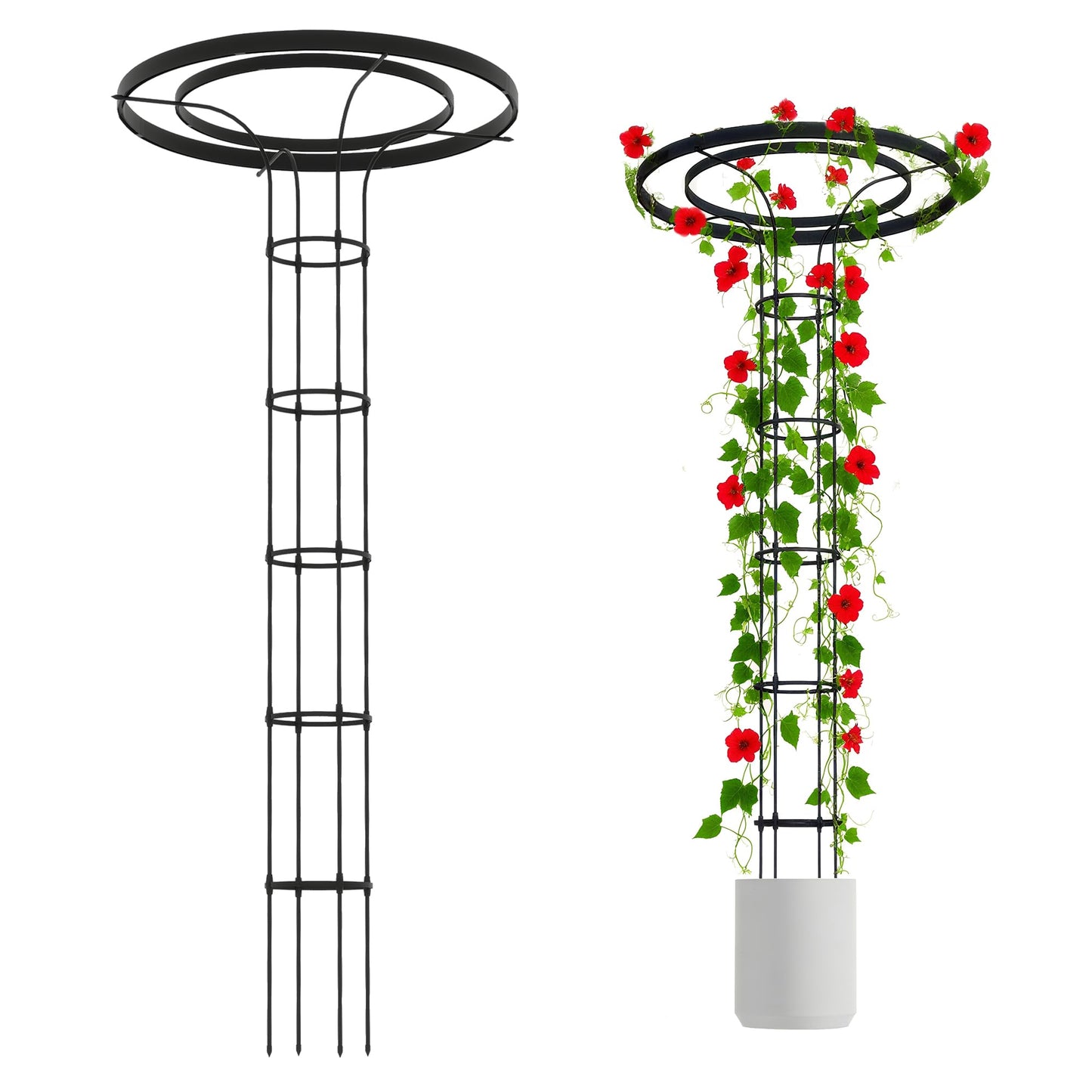 OnlyGarden Garden Trellis for Climbing Plants Outdoor, 6.9FT Tall Metal Obelisk Trellis, 82.7" Umbrella Trellis for Potted Plants, Mushroom Top Trellises for Vines, Rose, Clematis, Pea, Bean, Tomato