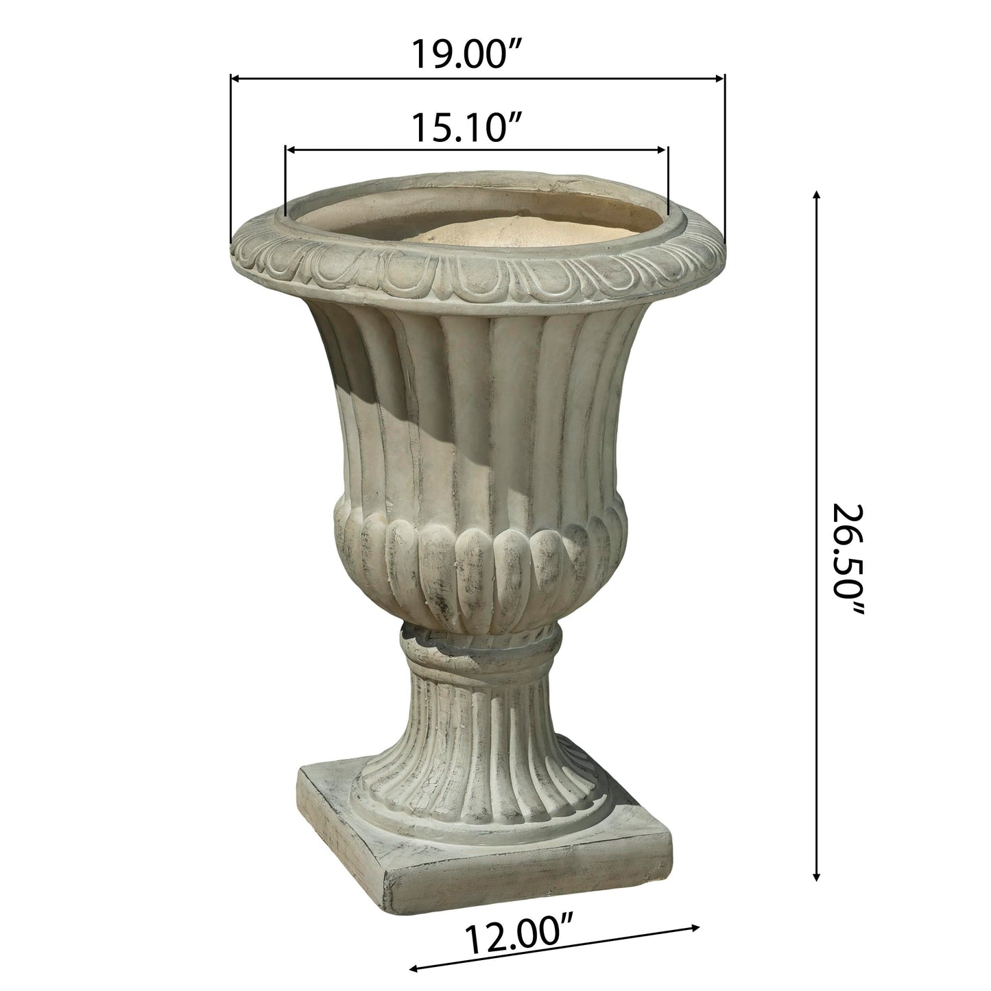 Merax 26.5 Inches Italian Urn Planter, Antique Garden Urn for Patio & Indoor Decor, Handmade Classic Planter, Antique Green