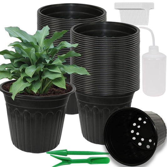 Niiiice 50-Pack 2.5 Gallon Flexible Plastic Plant Pots,Thickened Soft Seed Starting Container for Indoor Outdoor Plants, Seedlings, Vegetables, Succulents and Cuttings