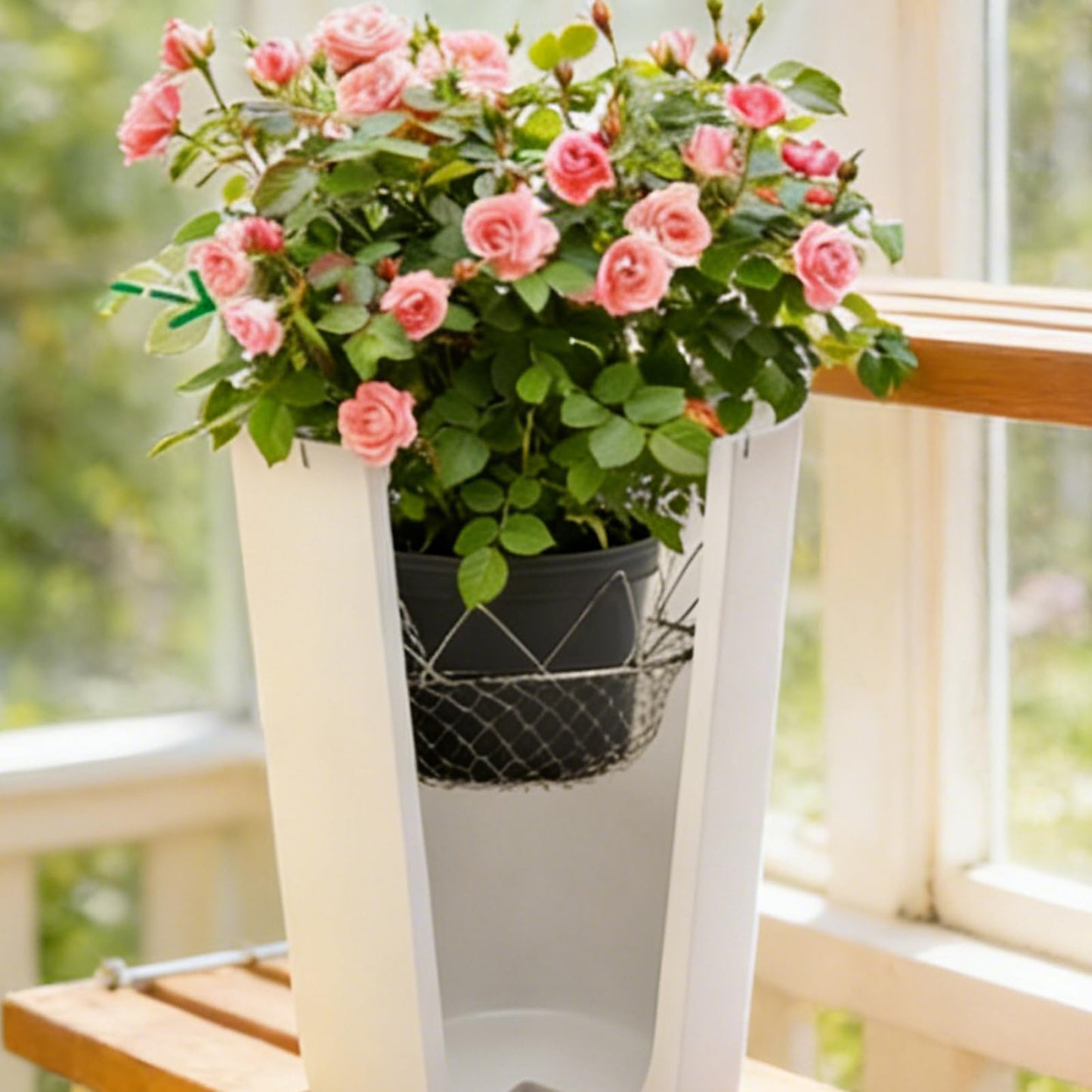 Adjustable Planter Insert - Stainless Steel Rustproof Pot with Hanging Chains | Heavy Duty Expandable Plant Filler, Durable Mesh Base, Easy Lift Design & Secure Placement for Indoor Outdoor Flowers Po