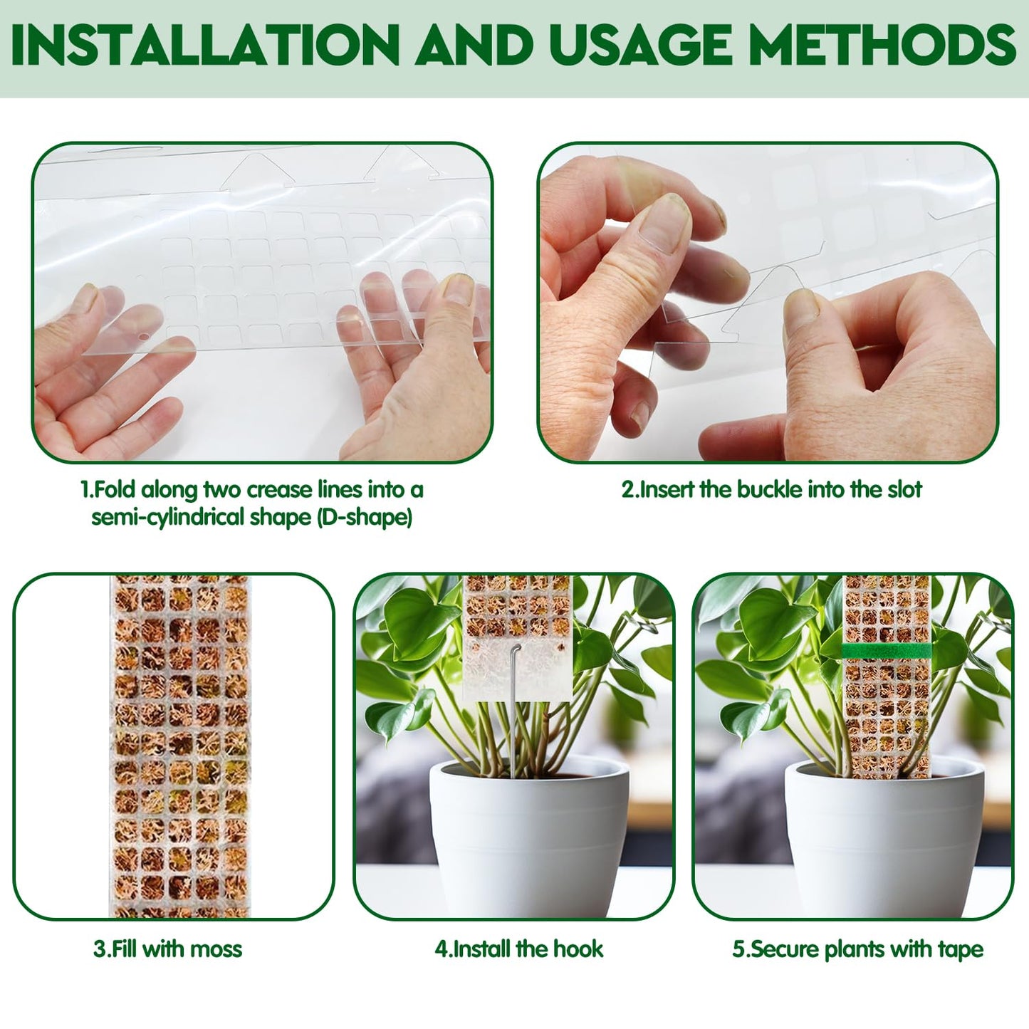 YSKS 4 Pcs 24-inch Plastic Moss Poles for Plants ，Moss Poles for Climbing Plants, Indoor Plant Support Work with Sphagnum muss