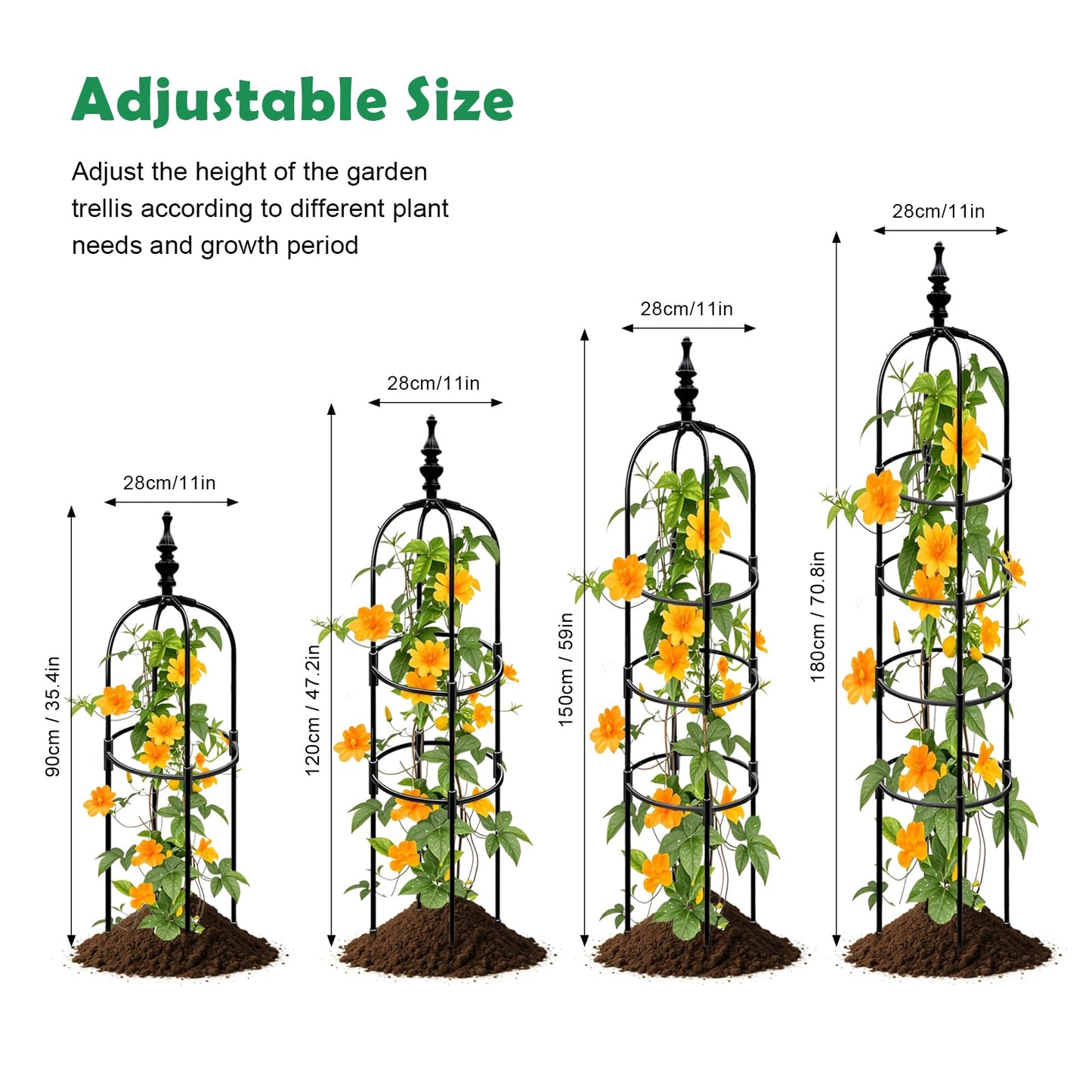 Trellis for Climbing Plants Outdoor 1Pcs Garden Obelisk 6Ft,Metal Pipe Tomato Cage Cucumber Rose Flower Vegetable Grape Round Vine Tall Plants Trellis,Plants Support Stakes Potted Garden Tower Indoor