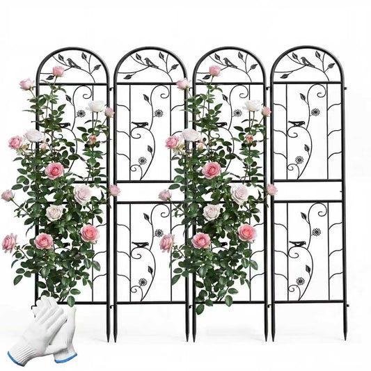 IYINIYI 4 Pack 87x20 Inch Black Metal Garden Trellis, Heavy Duty Outdoor Tall Plant Trellis for Climbing Rose Bush, Clematis, Jasmine, Morning Glory, Flowers & Vines