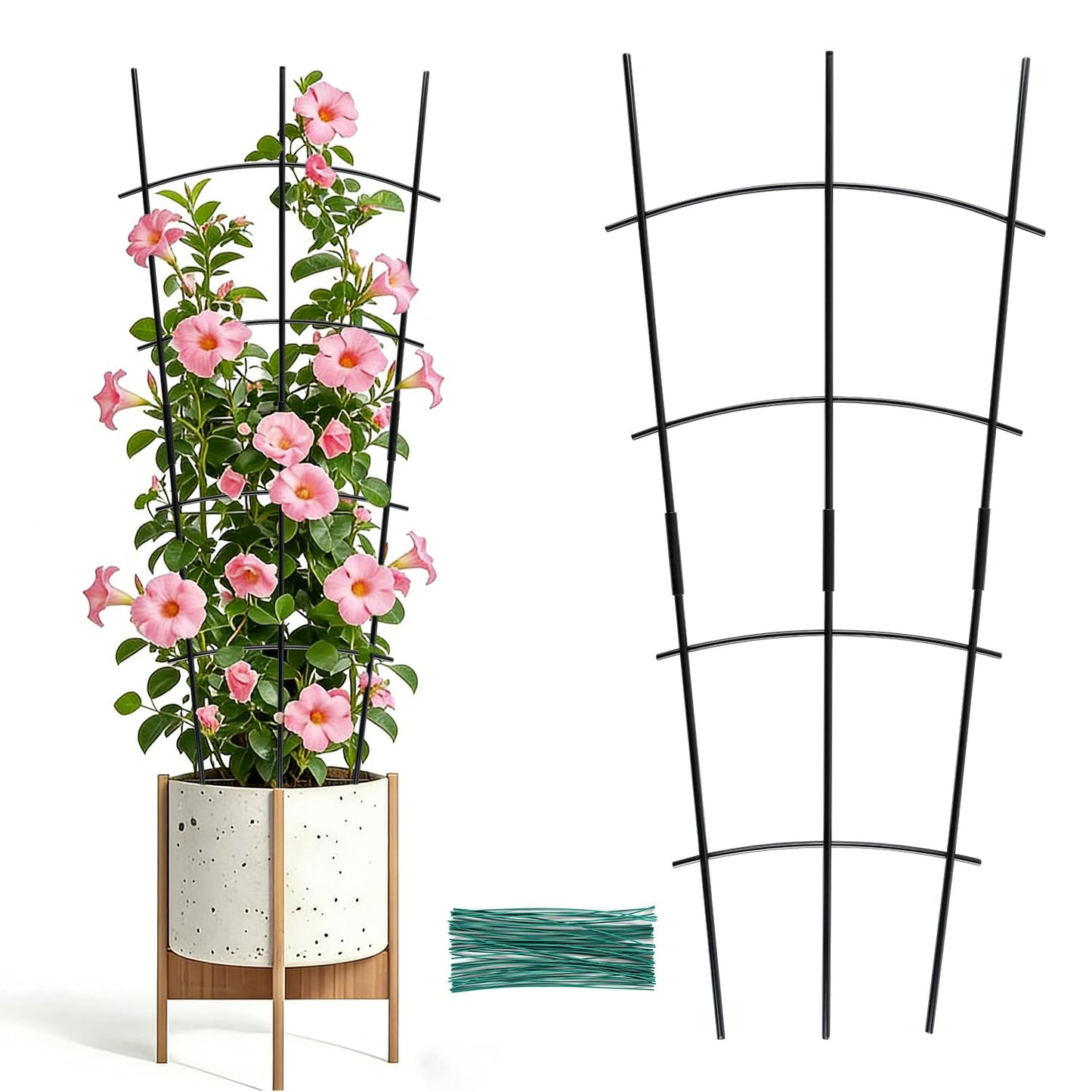 Garden Metal Trellis 24'' Thickened Plant Trellis for Climbing Plants Outdoor/Indoor，2 Pack Monstera Trellis for Potted Plants Flower Hoya Pothos Vine Ivy，Wave Shape