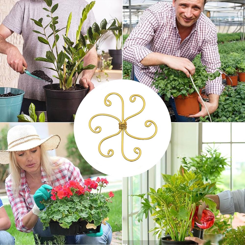 Fodeuxp 2025 New Metal Plant Stem Support Set, Golden Flower Climbing Plant Support Plant Trellis, Indoor Plants (3, Round, Rustic)