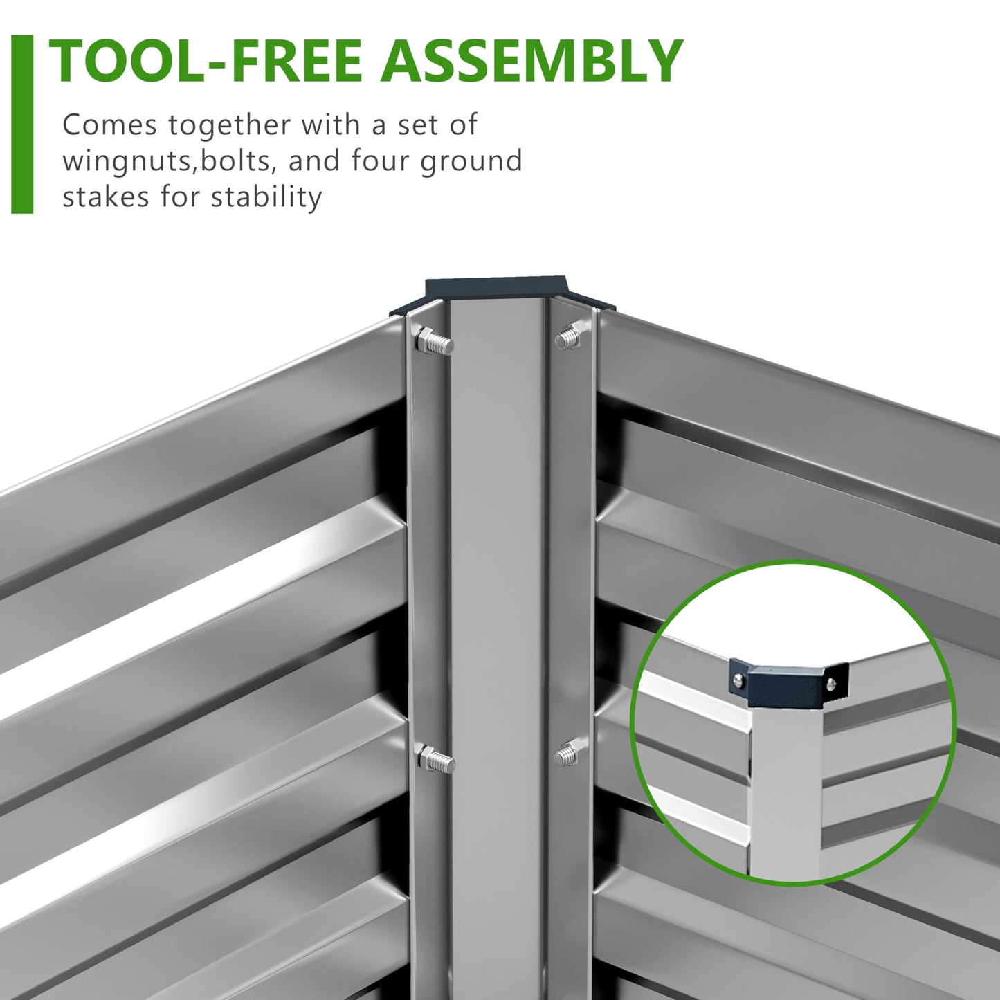 Easllre 2PCS 8x4x1ft Galvanized Raised Garden Bed,Outdoor Planter Box Metal Patio Kit Planting Bed for Vegetables Flowers Herb,Silver