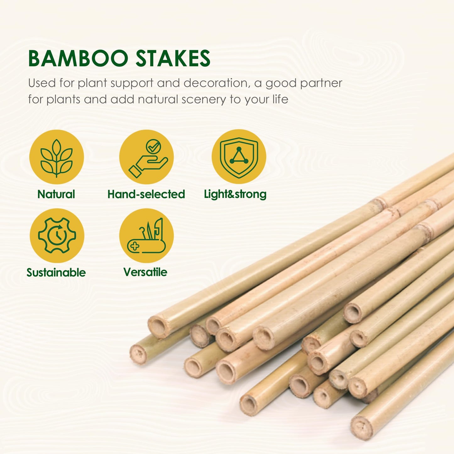 Cambaverd Bamboo Stakes 7 Feet, Natural Plant Stakes for Tomatoes, Climbing Plants Support, Tall Garden Stake - 15 Pack Bamboo Poles