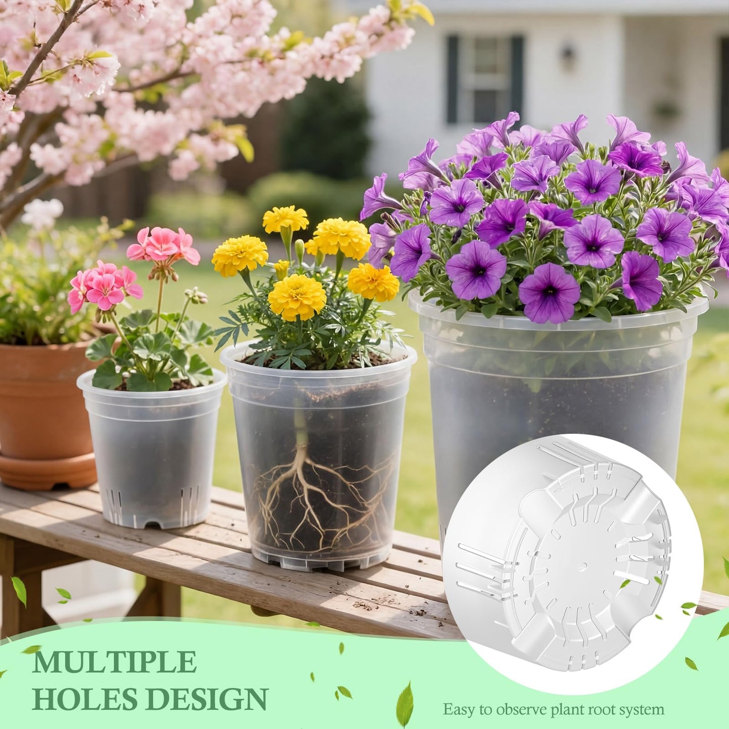 Ziliny 12 Pack 6.2/7.7/9.4 Inch Large Clear Nursery Pots for Plants Flexible Clear Plastic Nursery Pots with Drainage Hole Transparent Plastic Seedling Planter for Indoor Outdoor Rooting Visibility