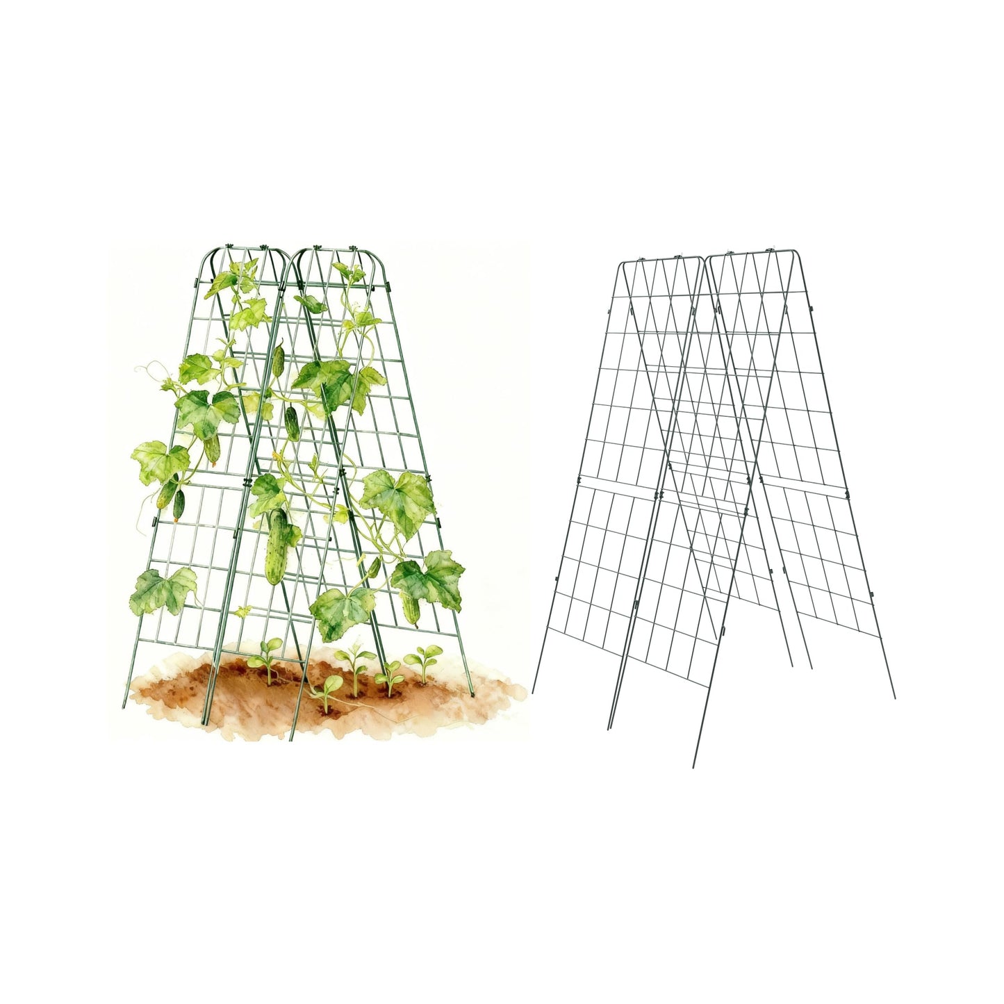 Vego Garden A-Frame Trellis Cucumber Cage for Garden & Pots, Rust-Resistant Tomato Stakes Heavy Gauge Plant Cage Trellis Support for Climbing Vegetables Plants