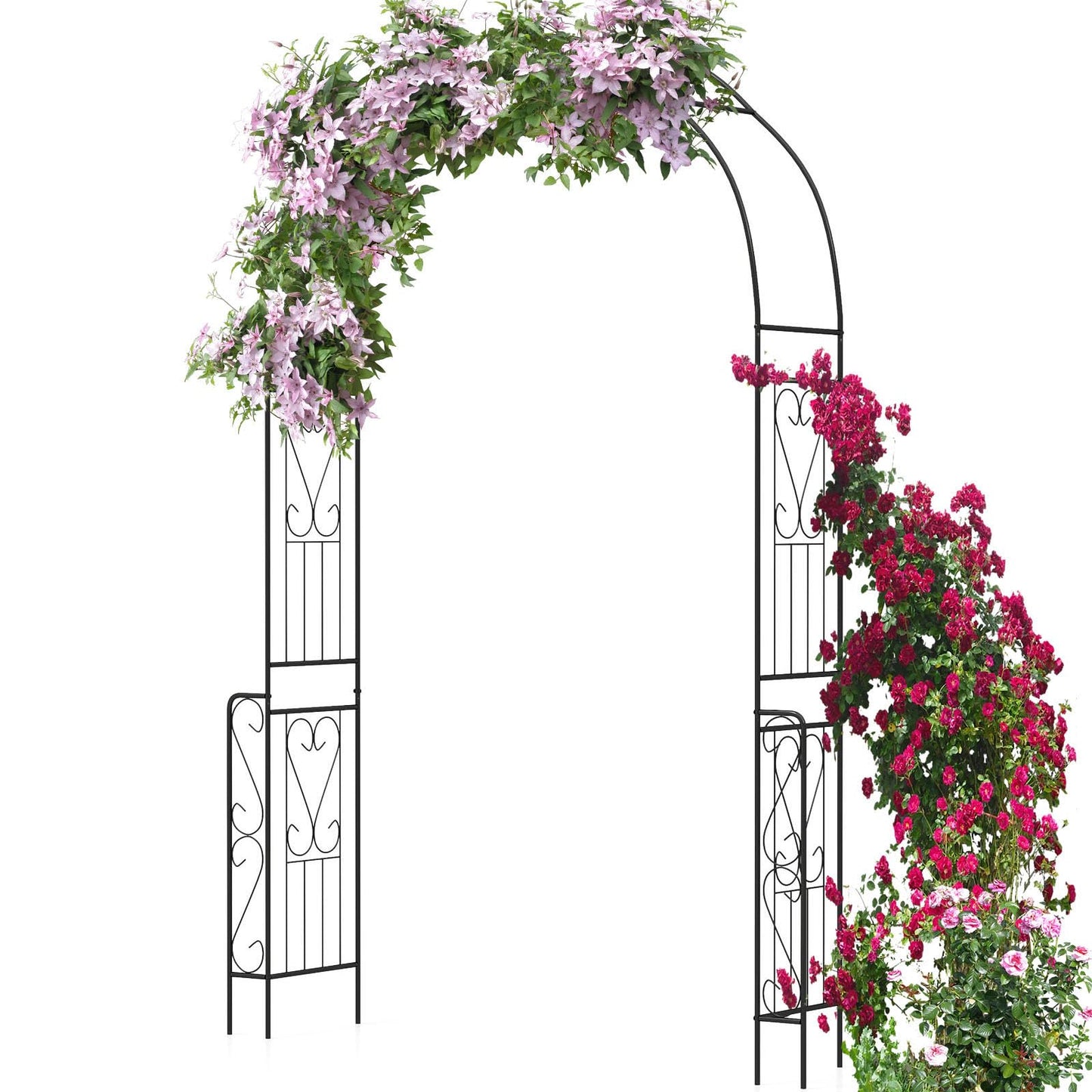 Giantex Garden Arch Trellis - 7.9 ft Metal Arbor Pergola for Climbing Plants Rose Clematis Vines, Wedding Archway Arbour for Party Ceremony Backdrop Stand Outdoor Garden Yard Lawn Decoration