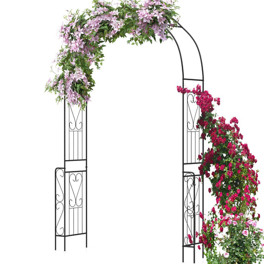 Giantex Garden Arch Trellis - 7.9 ft Metal Arbor Pergola for Climbing Plants Rose Clematis Vines, Wedding Archway Arbour for Party Ceremony Backdrop Stand Outdoor Garden Yard Lawn Decoration