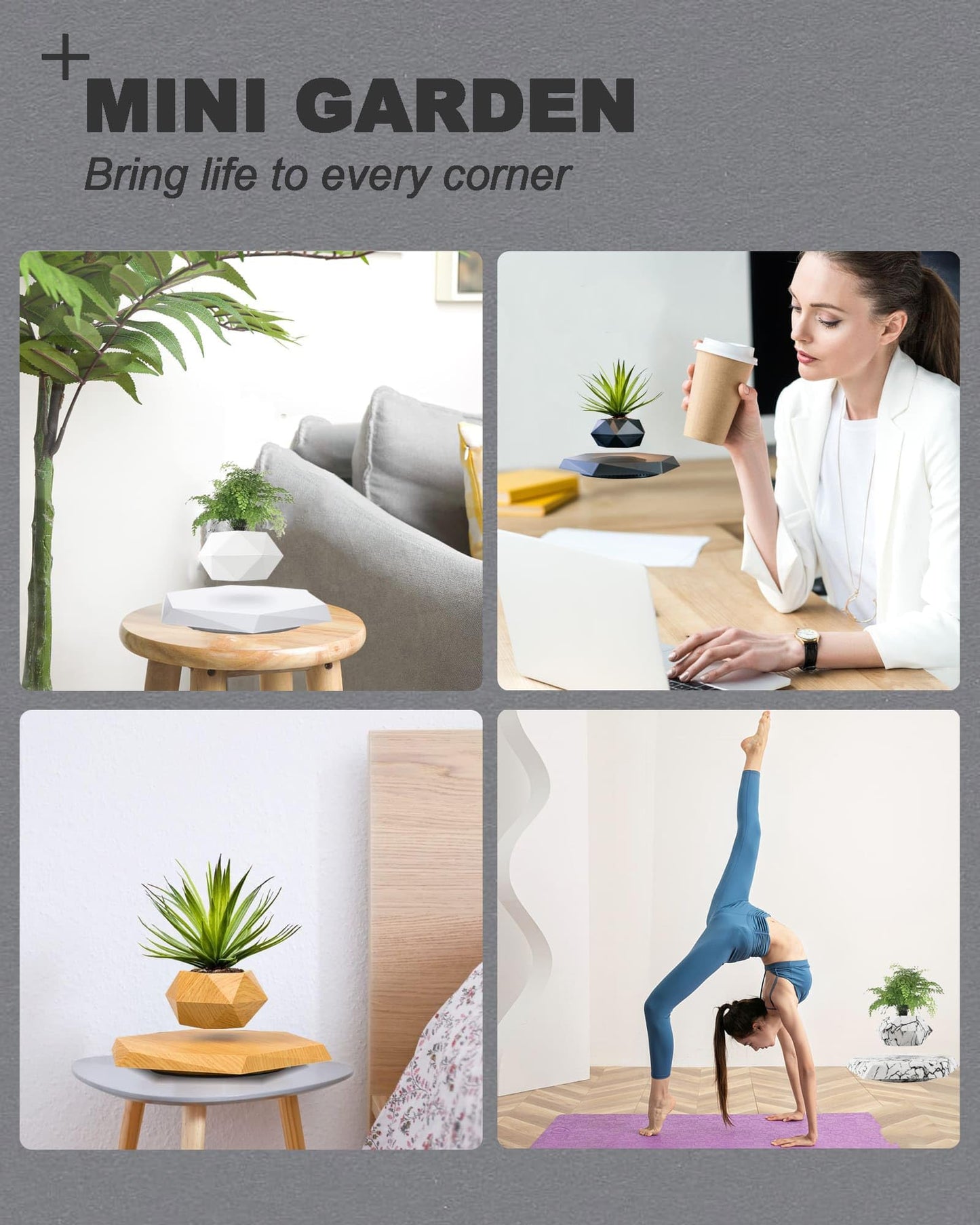 Levitating Plant Pot, Floating Plant Pot for Air Bonsai Planter, Magnetic Levitating Flower Pot Planter for Office Home Decoration, Ideal Home Gift for Halloween Thanksgiving Christmas (White)