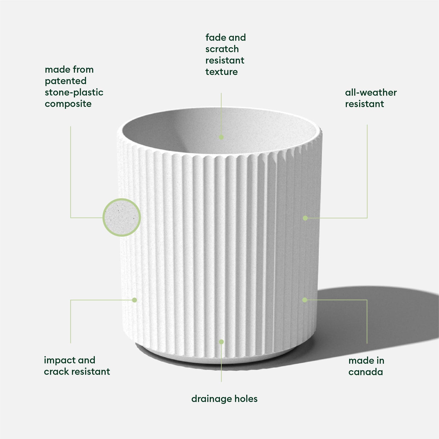 Veradek Demi Series Round Planter for Porch, Patio, Backyard | Durable Plastic-Concrete Material | Modern Décor for Tall Plants, Flowers