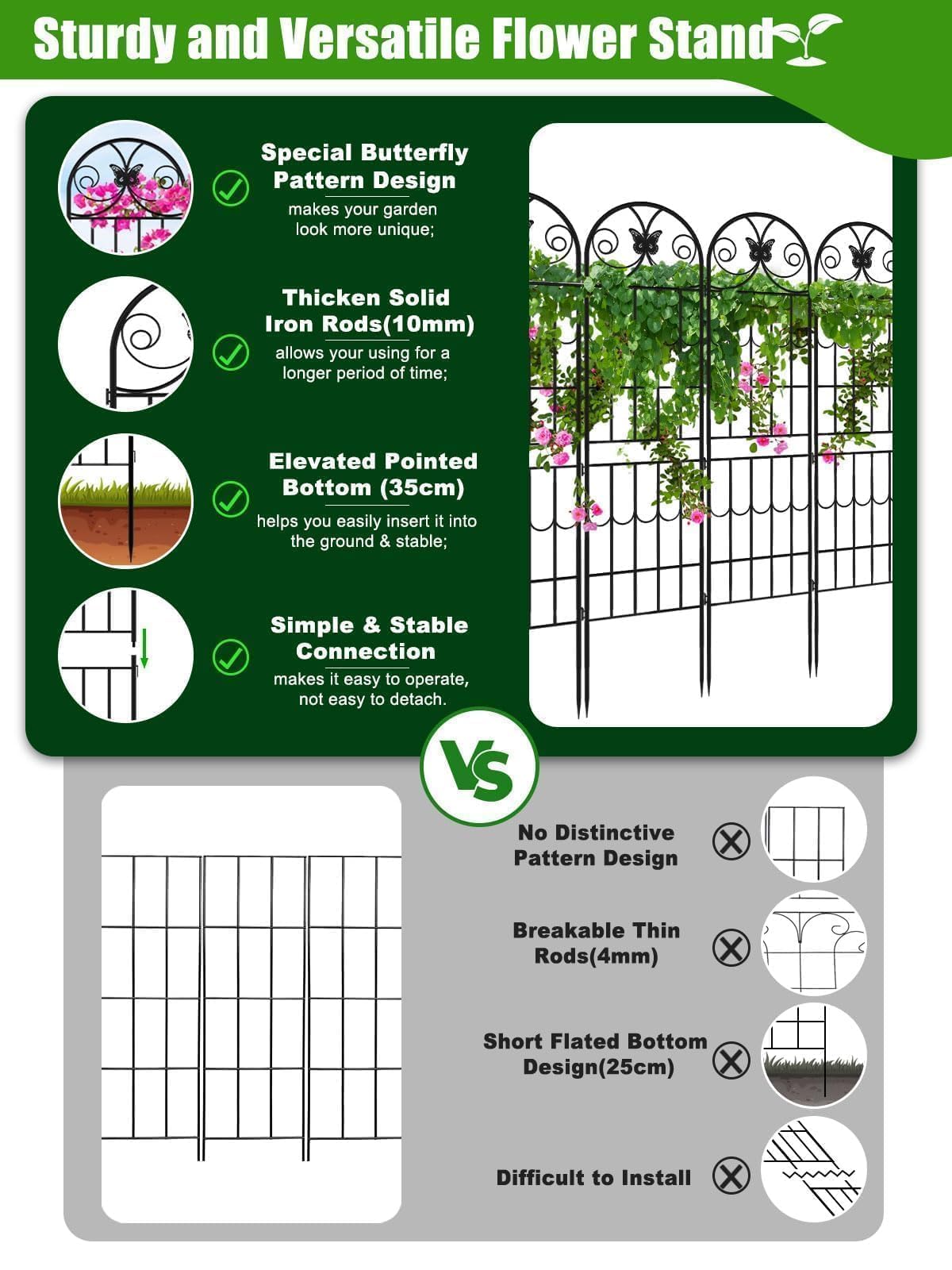 87”H Metal Garden Trellis for Climbing Plants Outdoor, Kalolary 4PCS Garden Fence Rustproof Vine Screen Trellis Frame Grow Support Decorative Outdoor Trellis for Fruits Vegetable Flowers Potted Plant