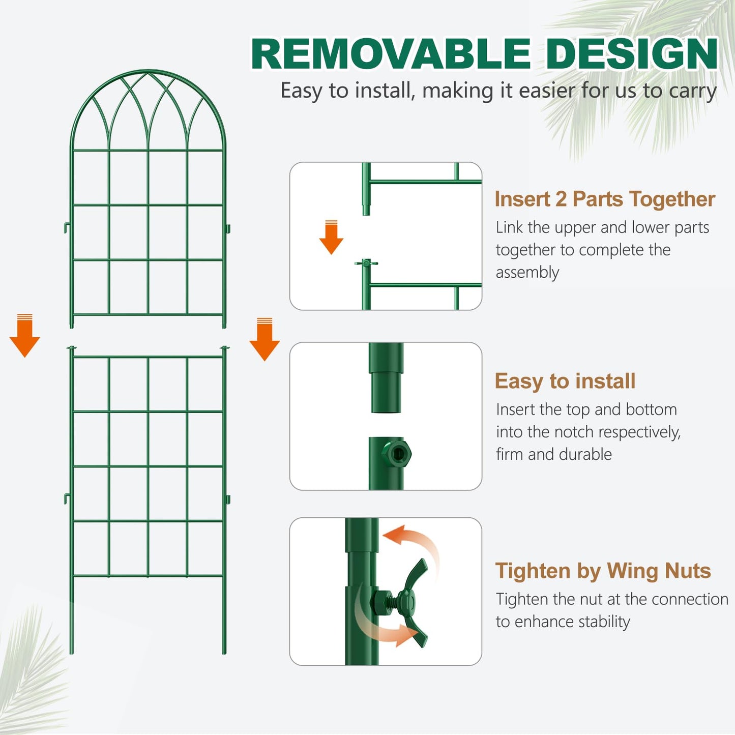 4 Pack Metal Garden Trellis for Climbing Plants,Green Metal Garden Trellis for Vines Plant Rose Vegetable Support,Large Decorative Outdoor Trellis