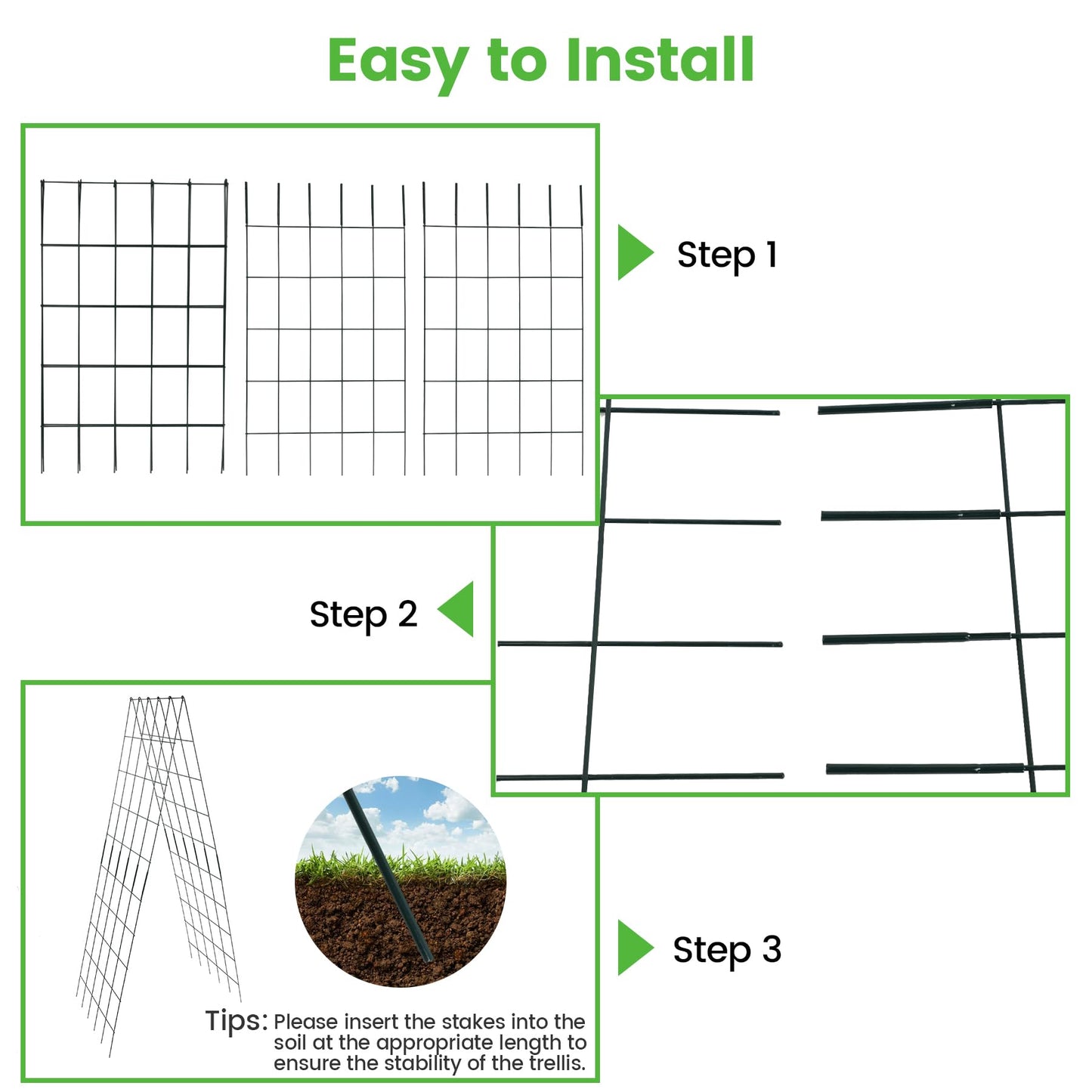 Toriexon Foldable Cucumber Trellis 64" H x 20" W - 2 Pack, A-Frame Garden Trellis for Raised Bed, with Twist Ties & Plant Bags for Climbing Plants Outdoor