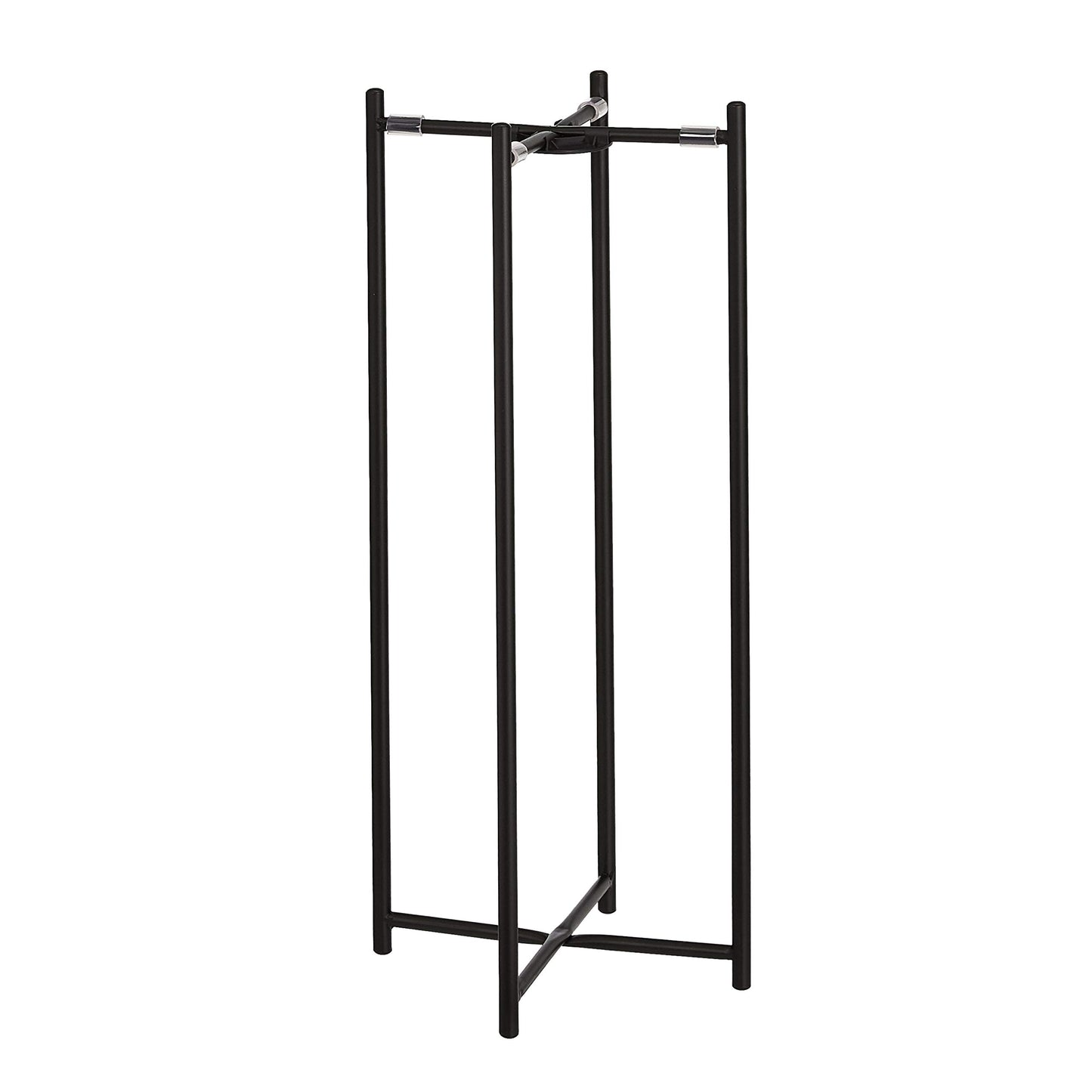 Amazon Basics Two-Tier Indoor Outdoor Metal Round Plant Stand for Multiple Plants, Rustproof Flower Holder with Plant Shelf, Black