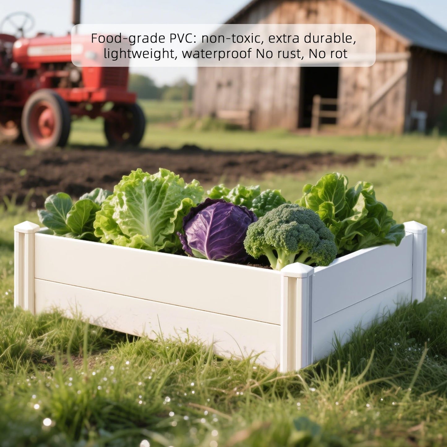 AochiRise 8'x4'x12 Large Vinyl Raised Garden Bed | Screwless Modular Planter Box with Open Bottom | Rust-Proof Outdoor Above Ground Bed for Vegetables, Herbs, Flowers & Whelping Pen