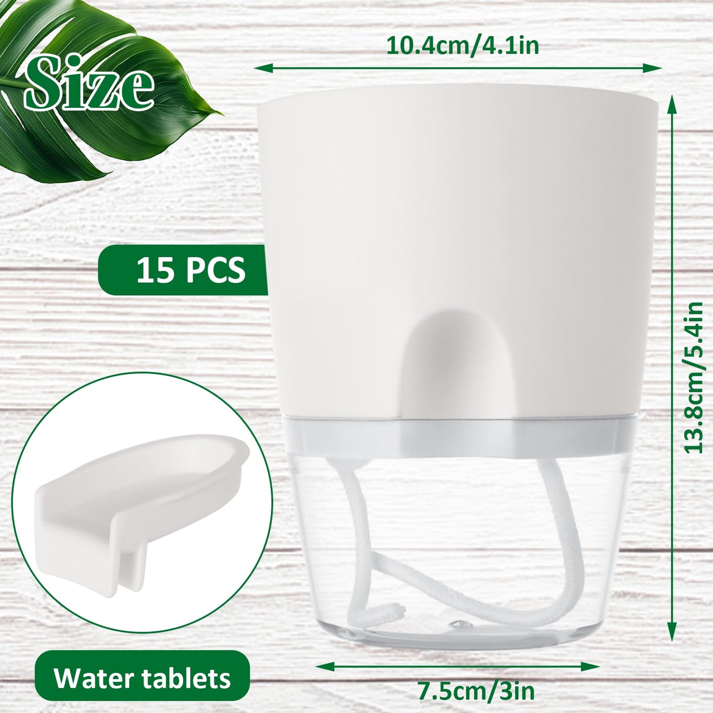 LOPYXBR 15 PCS 4 Inch Self Watering Pots for Indoor Plants Small Self Watering Planter with Self Watering Wick White Clear Plastic African Violet Pots Self Watering Plant Pot for Indoor House Plants