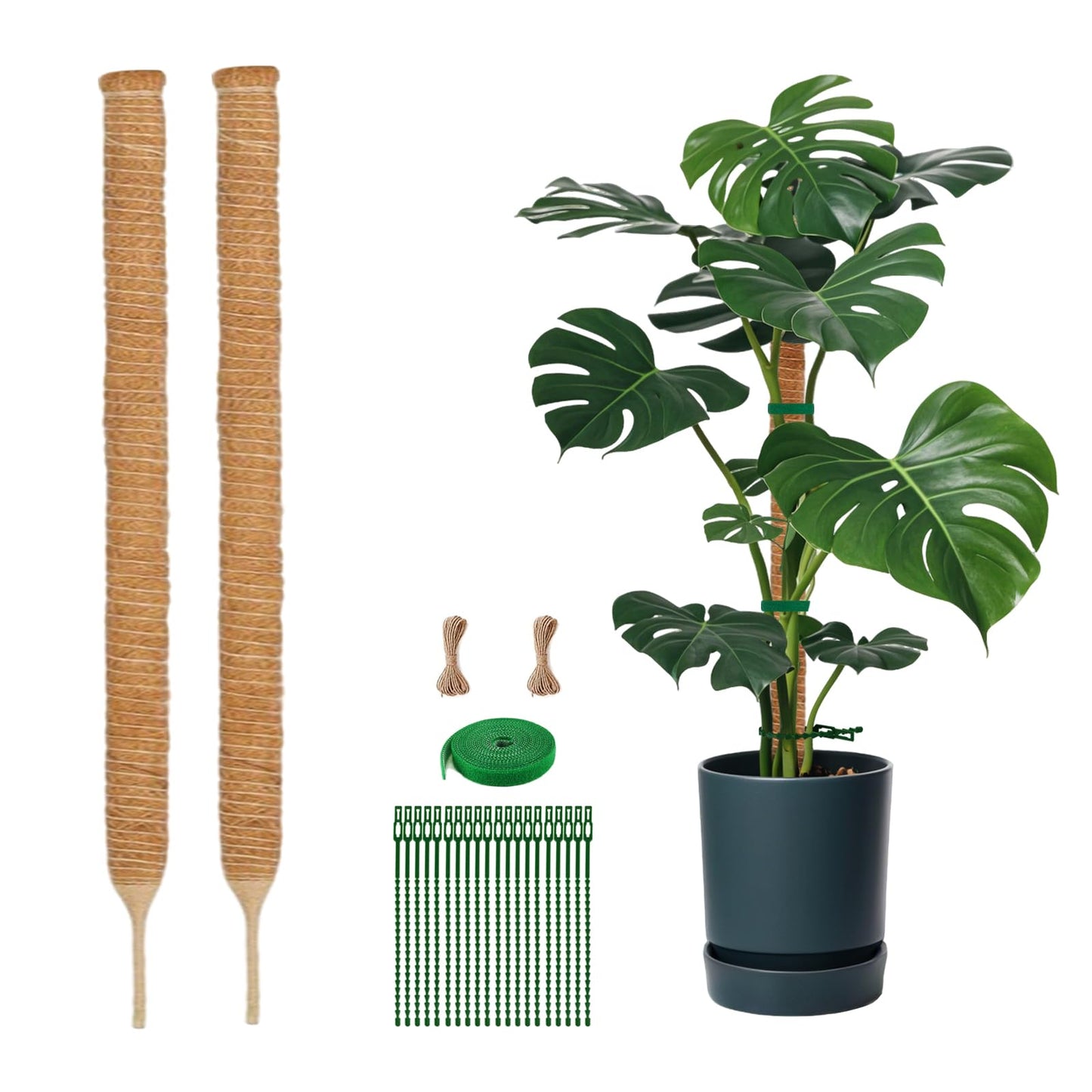 2 Pack 27.56 Inch Bendable Moss Pole for Monstera,70cm Monstera Plant Support Stakes Moss Sticks for Climbing Indoor Plants Pothos Philodendron,Coir/Coco Plant Trellis for Potted Climbers Houseplants
