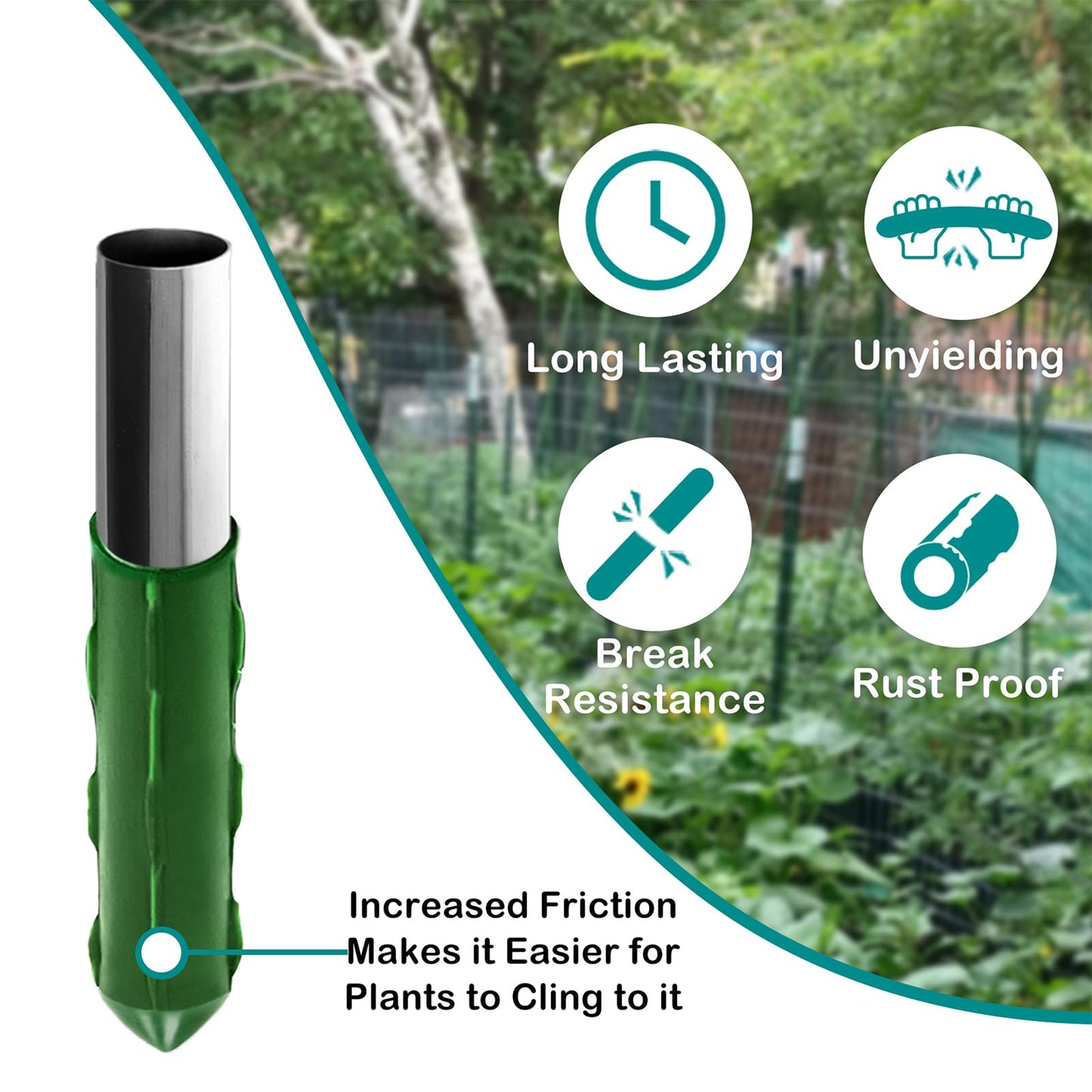 25 Pack Garden Stakes 5FT (58 Inch), Heavy Duty Steel Tomato Stakes with Plastic Coating, Tall Plant Support Stakes for Outdoor Climbing Plants, Vegetables, Beans & Garden Use