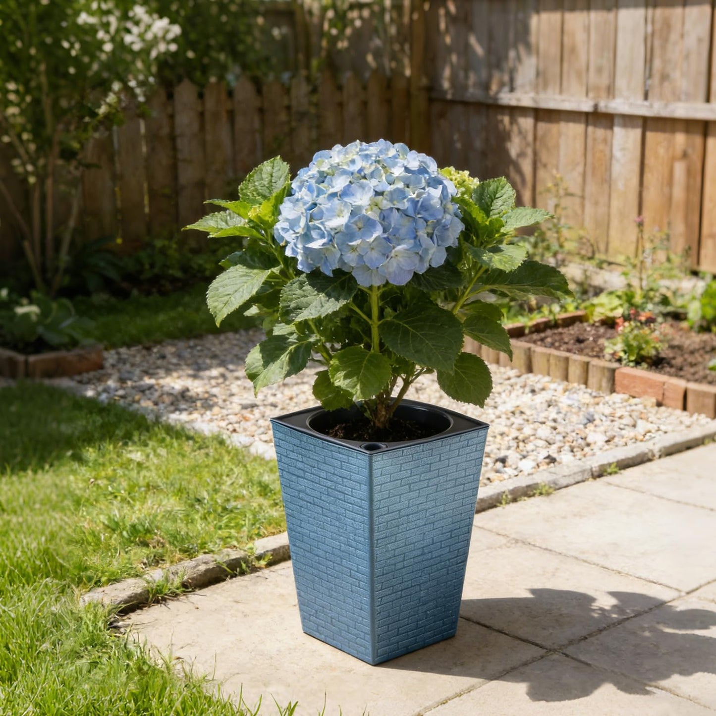 Self Watering Pots for Indoor Plants, 2 Pack Flower Pots Self Watering Planter 10.7" x 6.9" Plastic Pots African Violet Wick and Grow Pots Tall Orchid pots Square Large Plant Pots, Blue