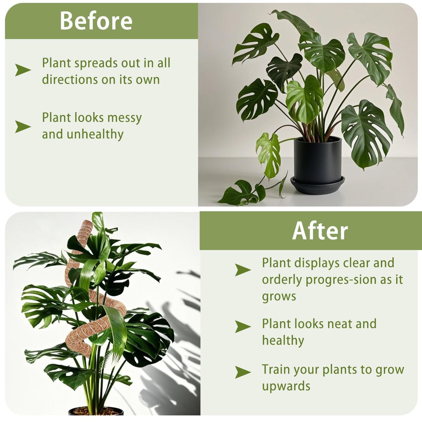3 Pack Moss Pole, 28" 48" 63" Monstera Plant Support for Climbing Indoor Plants, Bendable Coco Coir Plant Support Stakes for Potted Plants, Pothos, Philodendron