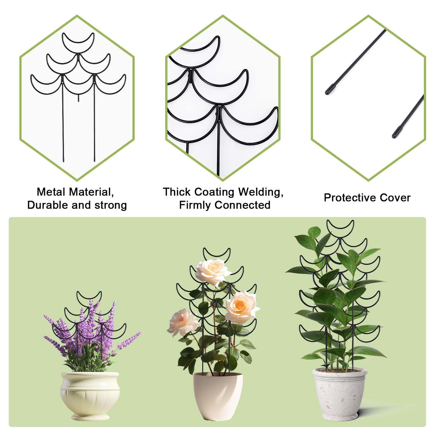 Yhtpouqe 4 Pack Metal Plant Trellis for Climbing Plants Outdoor/Indoor - Sturdy Garden Trellis for Potted Plants, Rustproof Plant Suppor Stakes for Vine Ivy Pothos Monstera Hoya Flowers