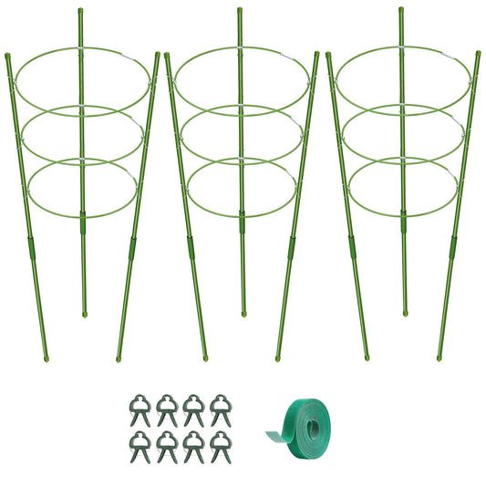 KLS 3 Pack Tomato Cage for Pots Plant Support, Upgrade 36 Inches Tomato Cages for Garden, Pepper Cage Trellis Kit with Plant Tie and Clips (36")