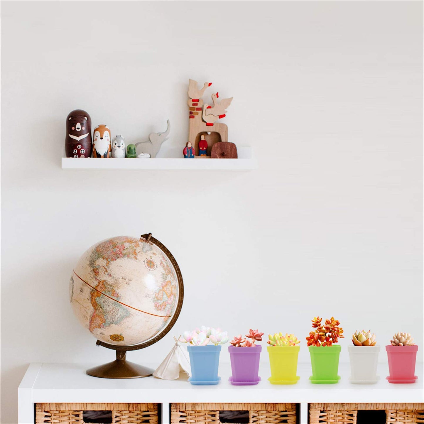 foxany 30 Pcs 3" Plants Nursery Pot, Thick Plastic Square Colorful Flower Planting Pots, Plant Seedling Pots, Seed Starting Pots with Saucers - Multi 30 Pcs