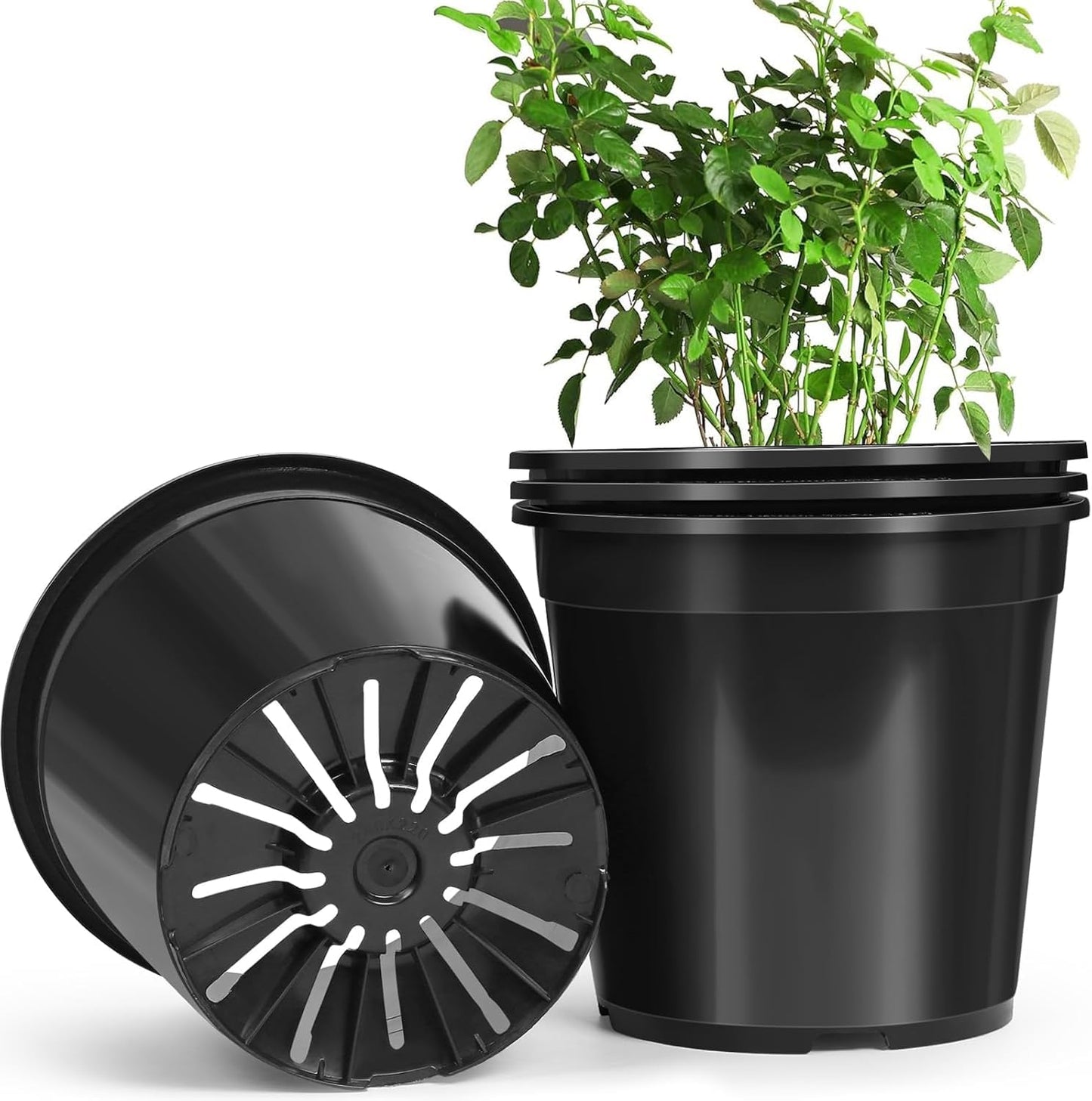DUNPUTE 4pcs 10 Gallon Pots for Plants, 10 Gallon Plastic Nursery Pot with Drainage Holes, Planter Seedling Pots for Nursery Garden, Flowers, Succulent Outdoor Indoor (10 Gal- 4 Pack)