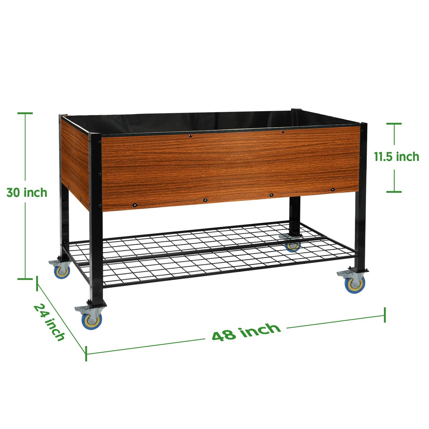 The Home Cult Raised Garden Bed with Legs and Wheels, Self-Watering Planter Box, 48x24x30 in Elevated Raised Bed with Drainage Hole, Built to Withstand Sun, Rain, and Wind for Up to 2 Years