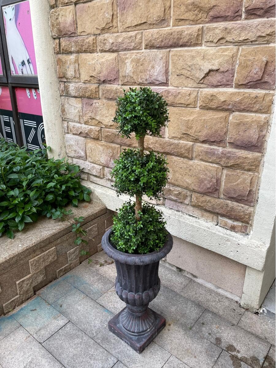 ALL SEASON GREEN 3ft Artificial Outdoor Boxwood Topiary Trees, UV Resistant, Indoor and Outdoor Fake Trees Patio Display Plants