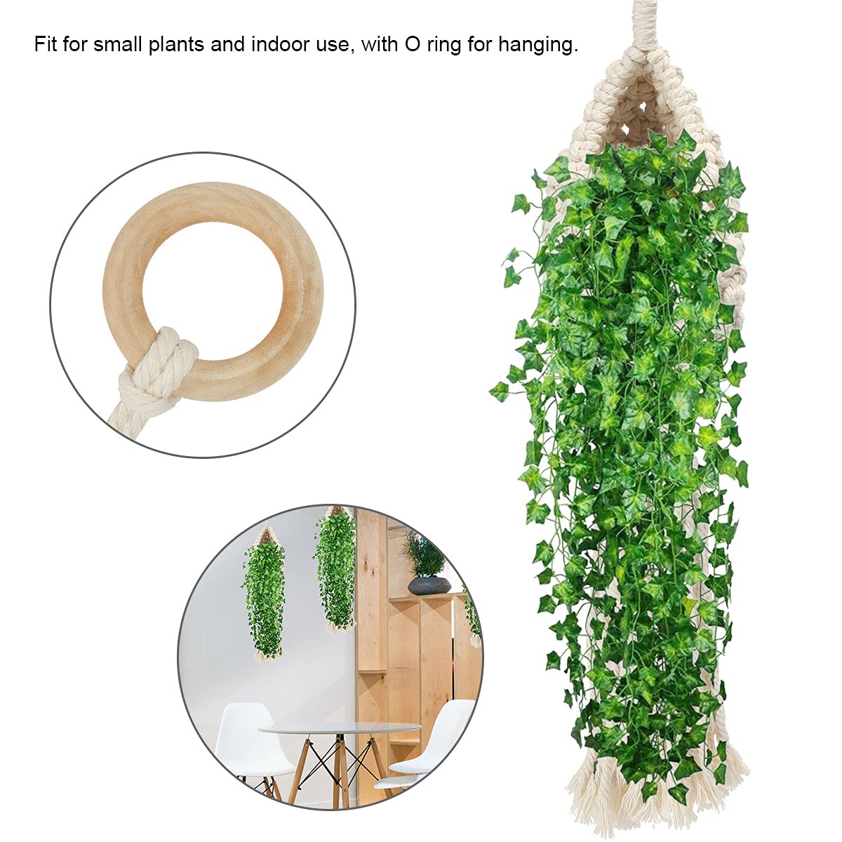 Spencer 2 Pack Macrame Plant Hanger - Hanging Planters Handmade Hanging Plant Holder Cotton Rope, Decorative Flower Pot Holder for Real & Fake Hanging Plants Indoor Outdoor Boho Home Decor