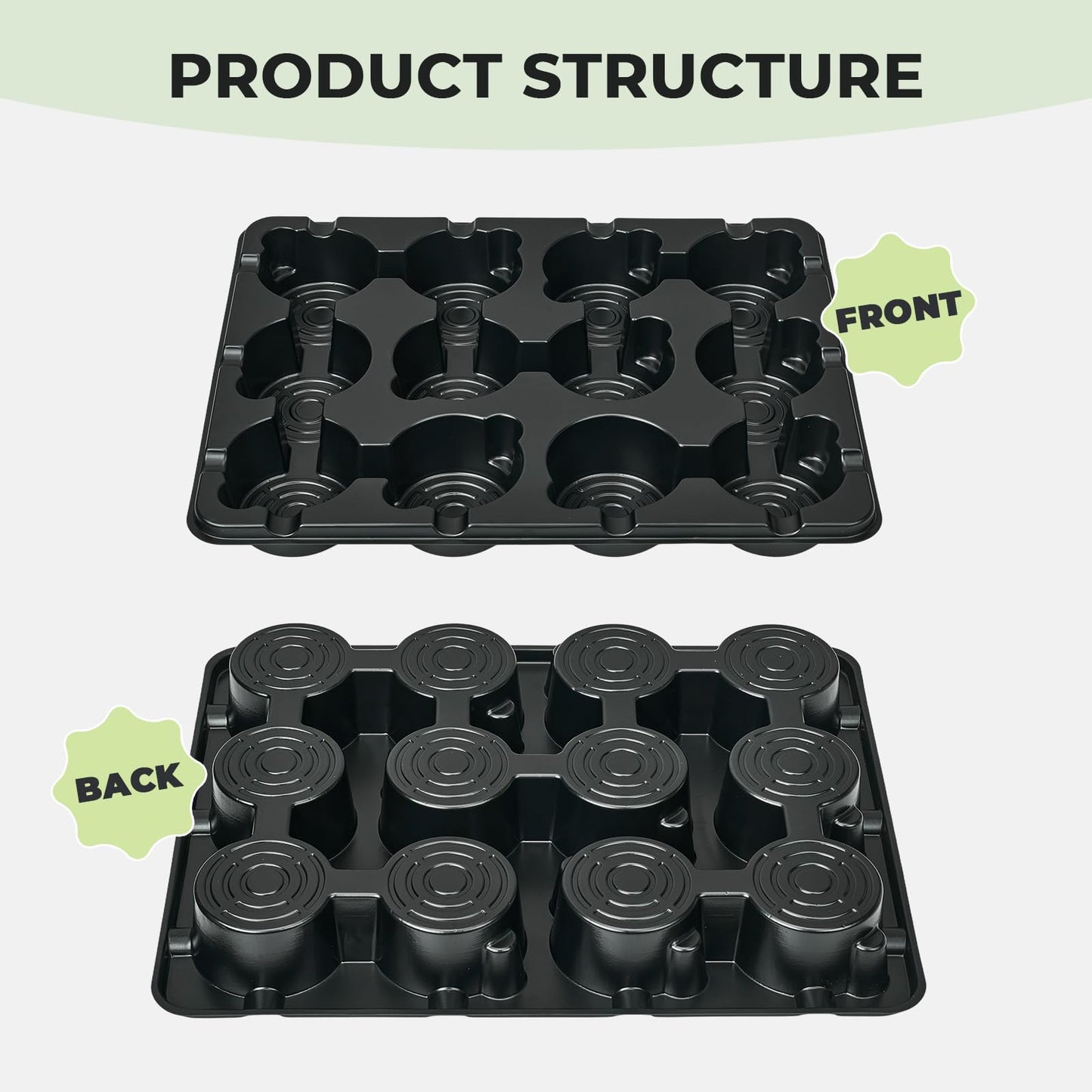 homenote 4 Inch Seed Starting Trays 10 Pack, 12-Cell Seedling Starter Trays for Indoor Outdoor Growing, Plant Starter Germination Trays for Pots Seedlings 4" Opening Compatible Pots
