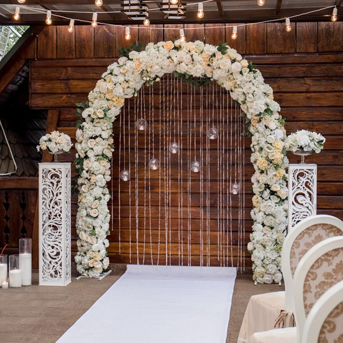Garden Arch Trellis for Climbing Plants Outdoor Metal Trellis Wedding Arch Frame Assemble Freely 2 Sizes for Roses Vines Bridal Party Decoration, Black