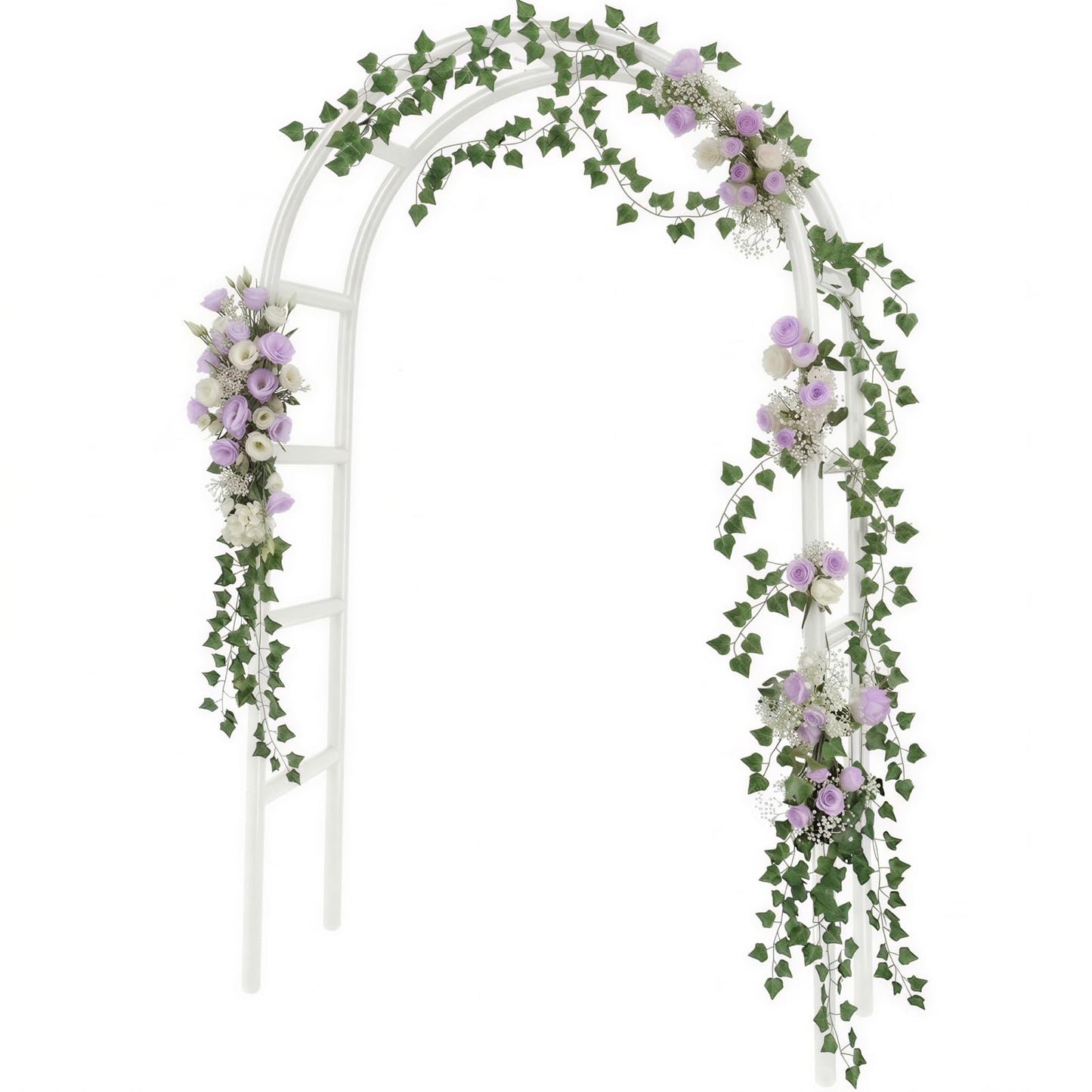 RUBFAC 7.8ft Metal Wedding Arch Frame, White Garden Trellis for Climbing Plants Outdoor, Garden Arbors and Arches Party Archway for Flower Rose Vines Birthday Bridal Christmas Decoration