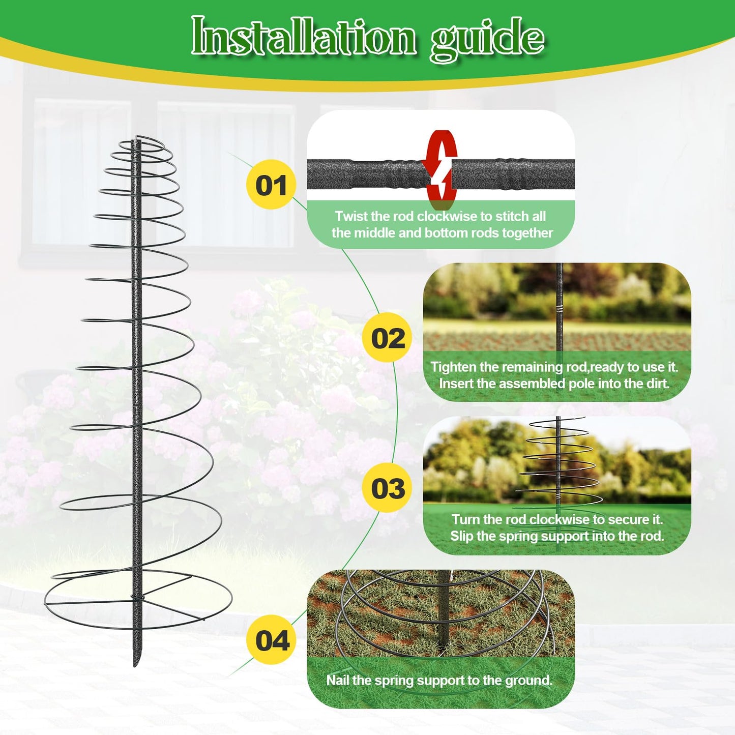 JAOTREL Outdoor Metal Trellis for Climbing Plants, Heavy Duty Rustproof Garden Trellis 60in, Sturdy Plant Support for Roses, Ivy, Tomatoes, Cucumbers, Flowers