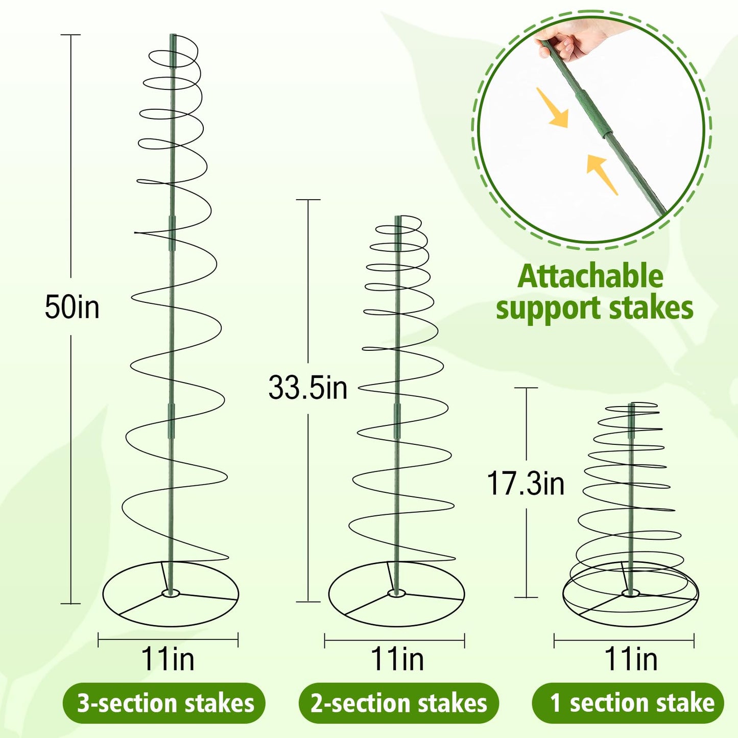 Pea Trellis Green Bean Trellis for Garden - 2 Pack Sugar Snap Tower Stretchable to 50in with Poles, Metal Climbing Plant Growing Cage Support for Cucumber Vine Vegetable Indoor Outdoor