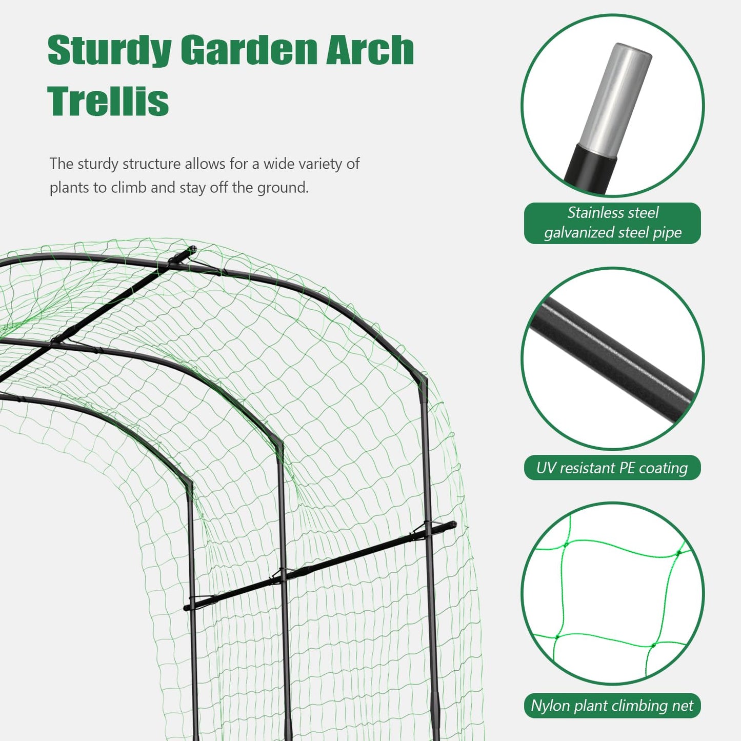 SUNYRISY Garden Arch Trellis for Climbing Plants Outdoor, 87in Tall Plant Support Trellis for Yard Raised Bed Planting Vine Cucumber Flowers Fruit Vegetables