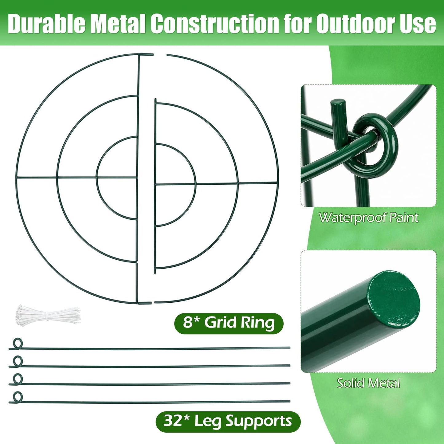 Peony Cages and Supports 8 Pack, 16.5 x 20 Inch Heavy Duty Plant Support Cage Set for Peonies, Roses & Tomatoes – Garden Stakes & Plant Cages for Outdoor Plants (8 Pack, 16.5 x 20 Inch)