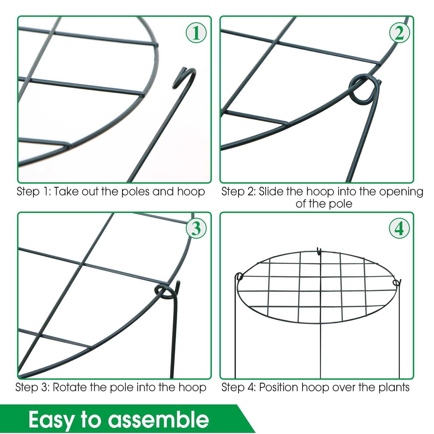 Sekcen 6 Pack 16 x 24 Inch Peony Support Cage Grow Through Plant Supports for Outdoor Plants Peony Ring Hoop Grow Through Grid Stakes