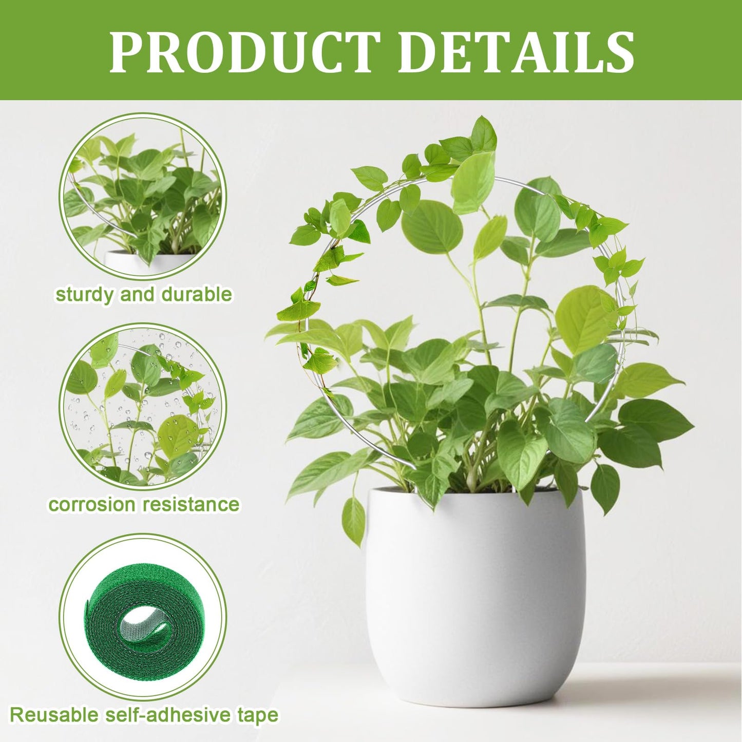 ZEYIYER 2PCS Small Trellis for Potted Plants, Circle Trellis with Plant Tape, Pothos Plant Climber Support for Climbing Plants Indoor Outdoor, Plant Trellis for Vines Hoya Flower Topiary Frames