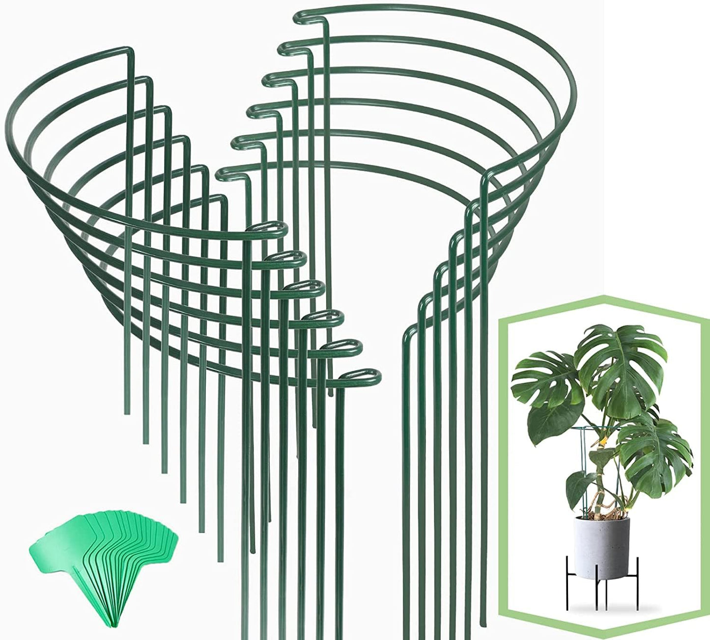 Joyhalo 12 Pack Plant Support Stakes, 16 Inch Plant Stakes for Outdoor Plants, Peony Cages and Supports, Peony Cage with 15 Pcs Twist Ties, Flower Stakes Peonies Support Cages for Plants