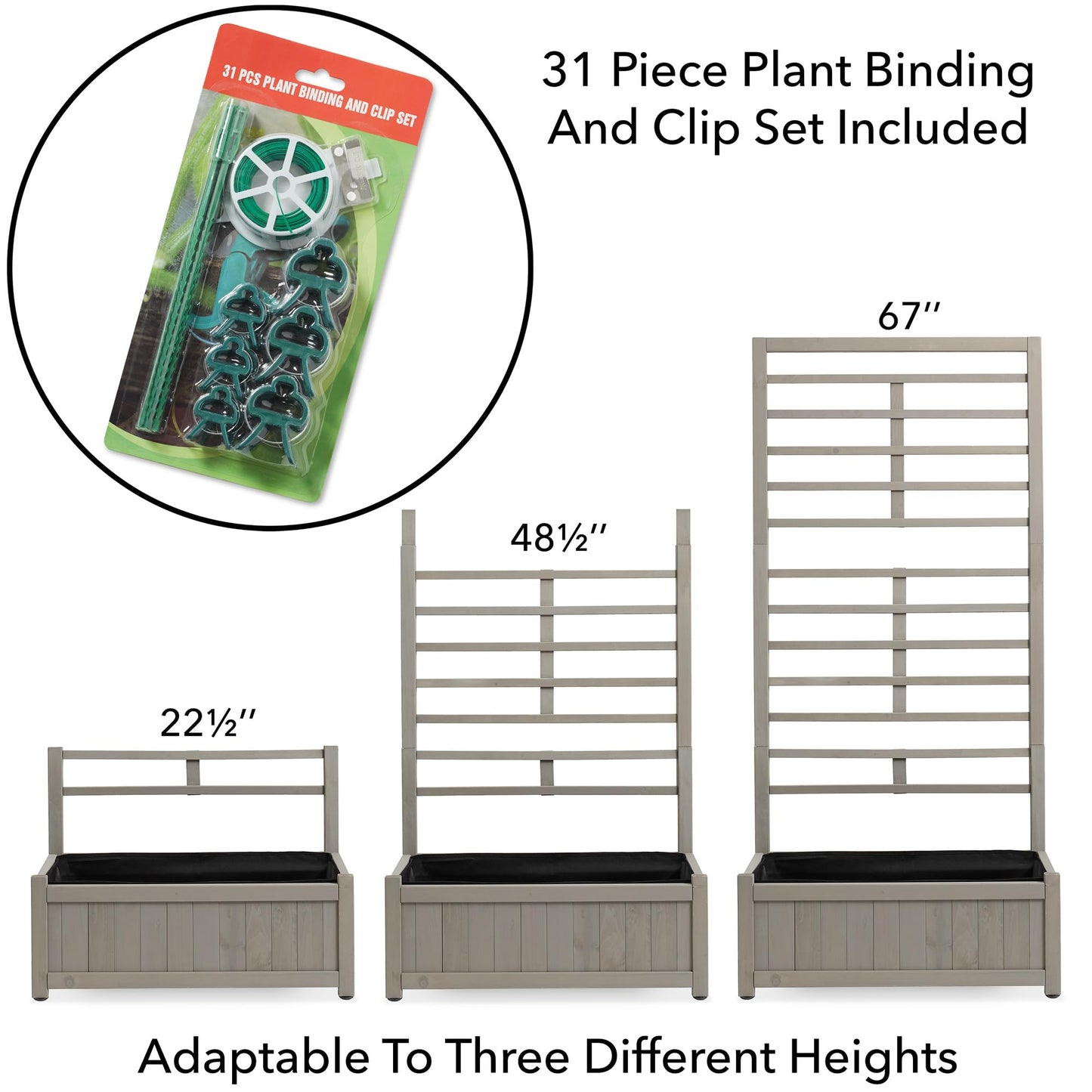 Casafield Set of Two Wooden Climbing Planter Boxes - Raised Garden Beds with Trellis Plant Stand for Outdoor